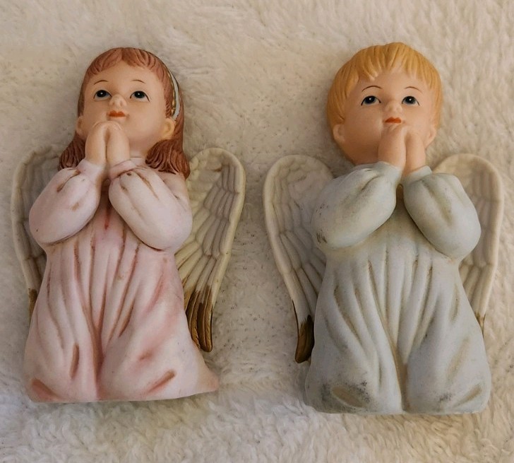Vintage Homco #1412 'Precious Prayers' Angel Figurines- Set of 2(Boy & Girl) Vintage Homco #1412 'Precious Prayers' Angel Figurines- Set of 2(Boy & Girl)