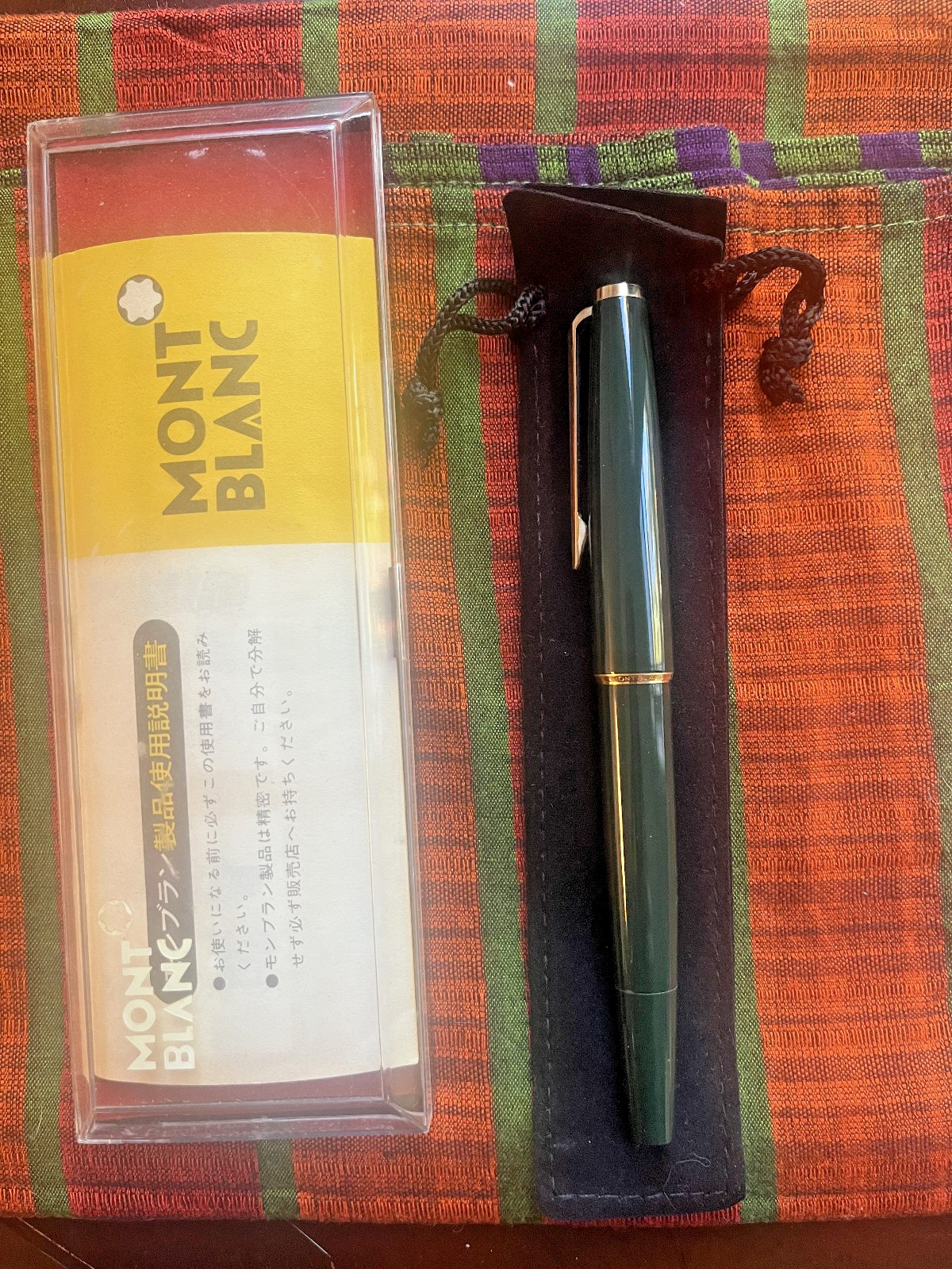 Vintage Montblanc Forest Green Fountain Pen, Piston, 14k EF nib, box, papers Vintage Montblanc Forest Green Fountain Pen, Piston, 14k EF nib, box, papers