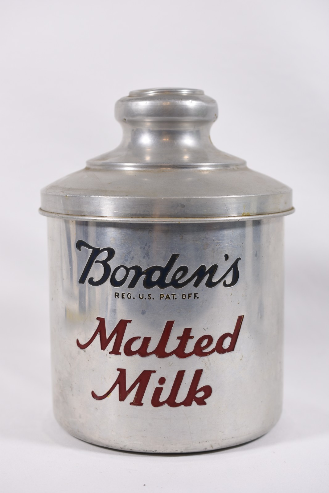 Vintage Borden's Malted Milk Tin Embossed Canister & Lid Vintage Borden's Malted Milk Tin Embossed Canister & Lid