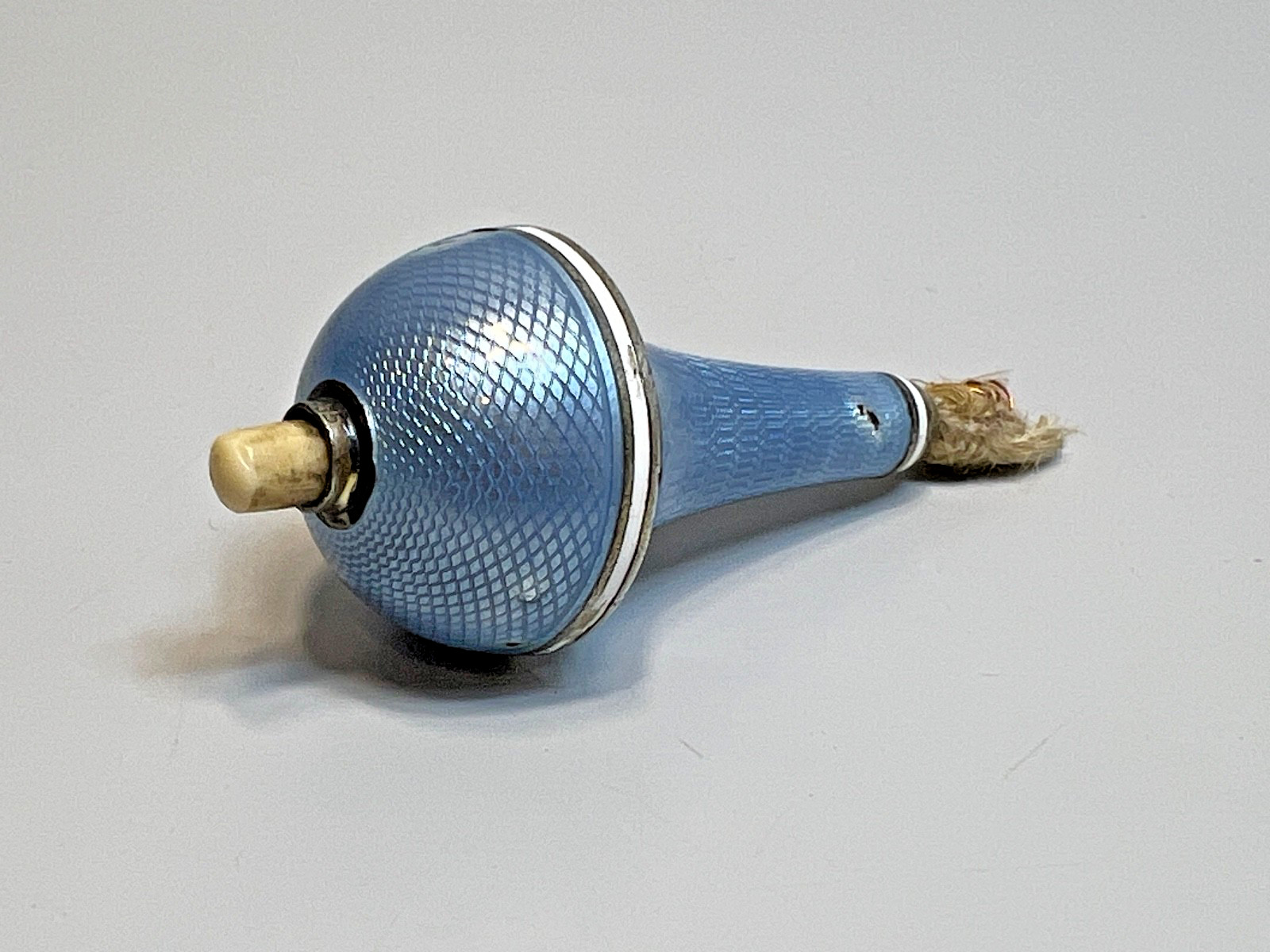 Antique Guilloche Enamel 935 Silver Electric Door Bell Push Button Servant Call