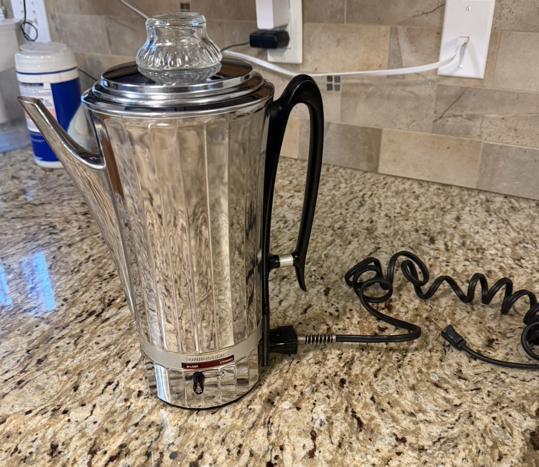 Coffeematic chrome percolator vintage Universal 4582 1960s tested 12 cup