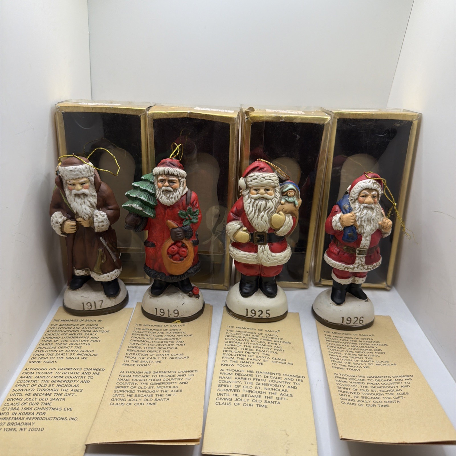 Lot Of 4 Vintage Christmas Reproductions Inc Memories Of Santa Ornaments Figure Lot Of 4 Vintage Christmas Reproductions Inc Memories Of Santa Ornaments Figure