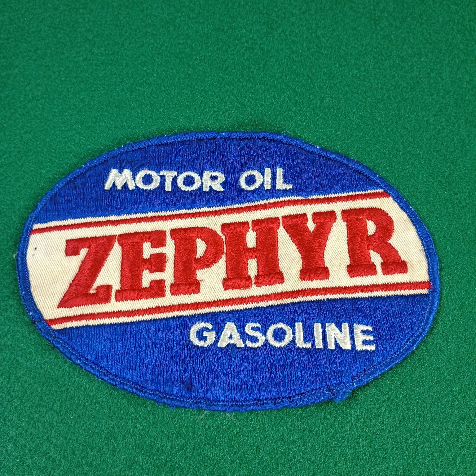 Vintage ZEPHYR Motor Oil Gasoline Embroidered Patch Gas & Oil Advertising