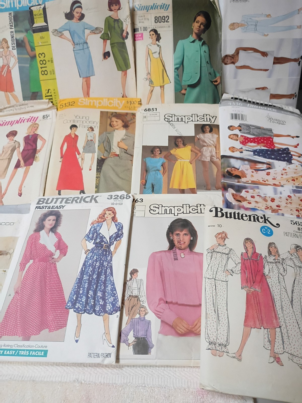 12 Vintage Ladies Sewing Patterns 60\'s-90\'s Simplicity Butterick McCall 