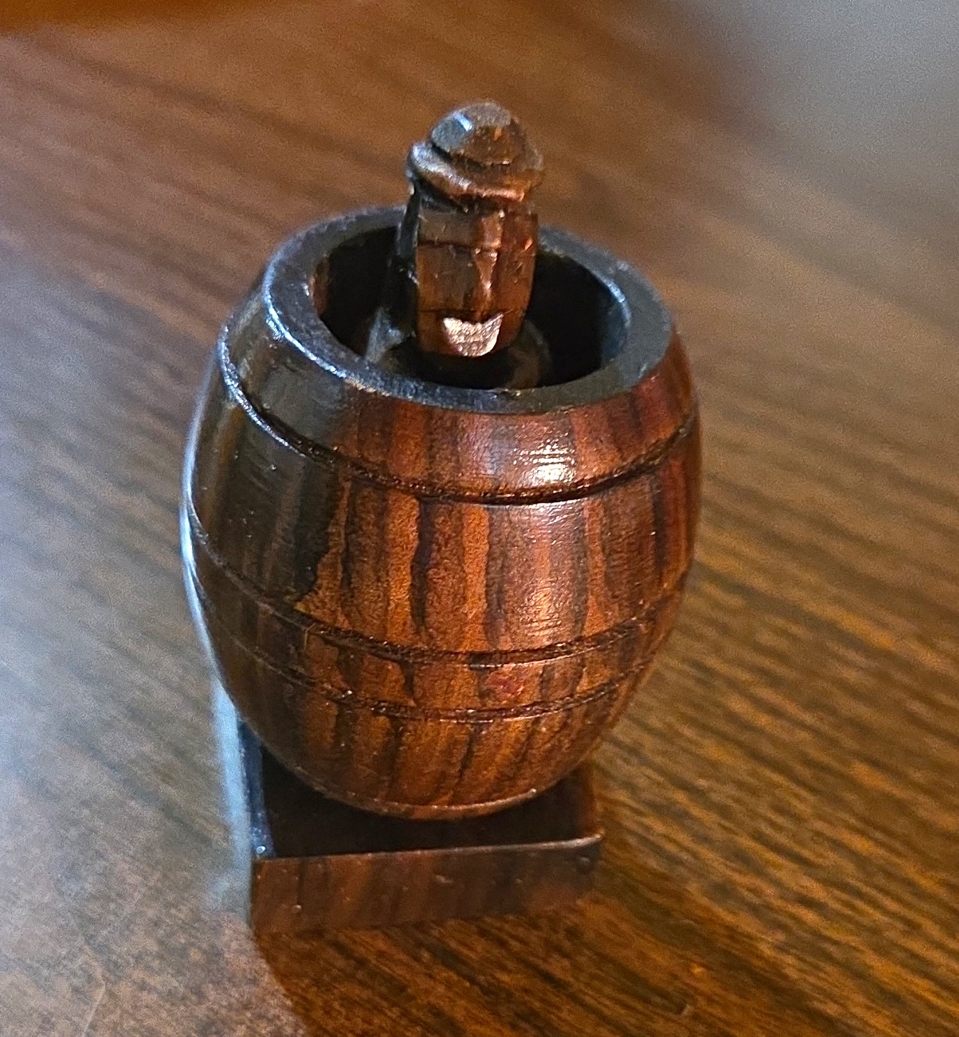 Vintage Novelty Wooden Naked Man in a Barrel Pop up Figurine Vintage Novelty Wooden Naked Man in a Barrel Pop up Figurine