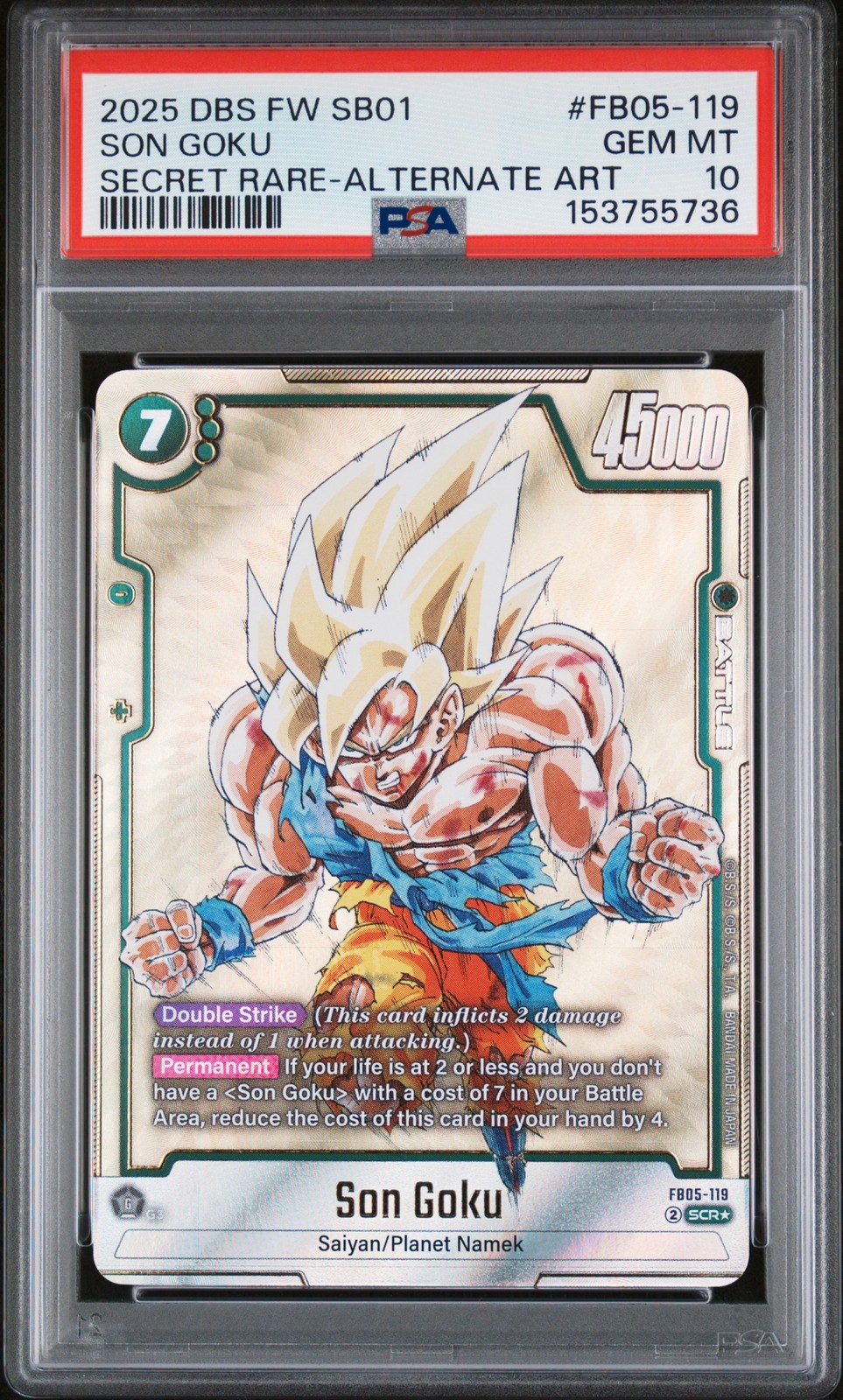 2025 DRAGON BALL SUPER CARD GAME FUSION WORLD MANGA BOOSTER 01 SON GOKU PSA 10