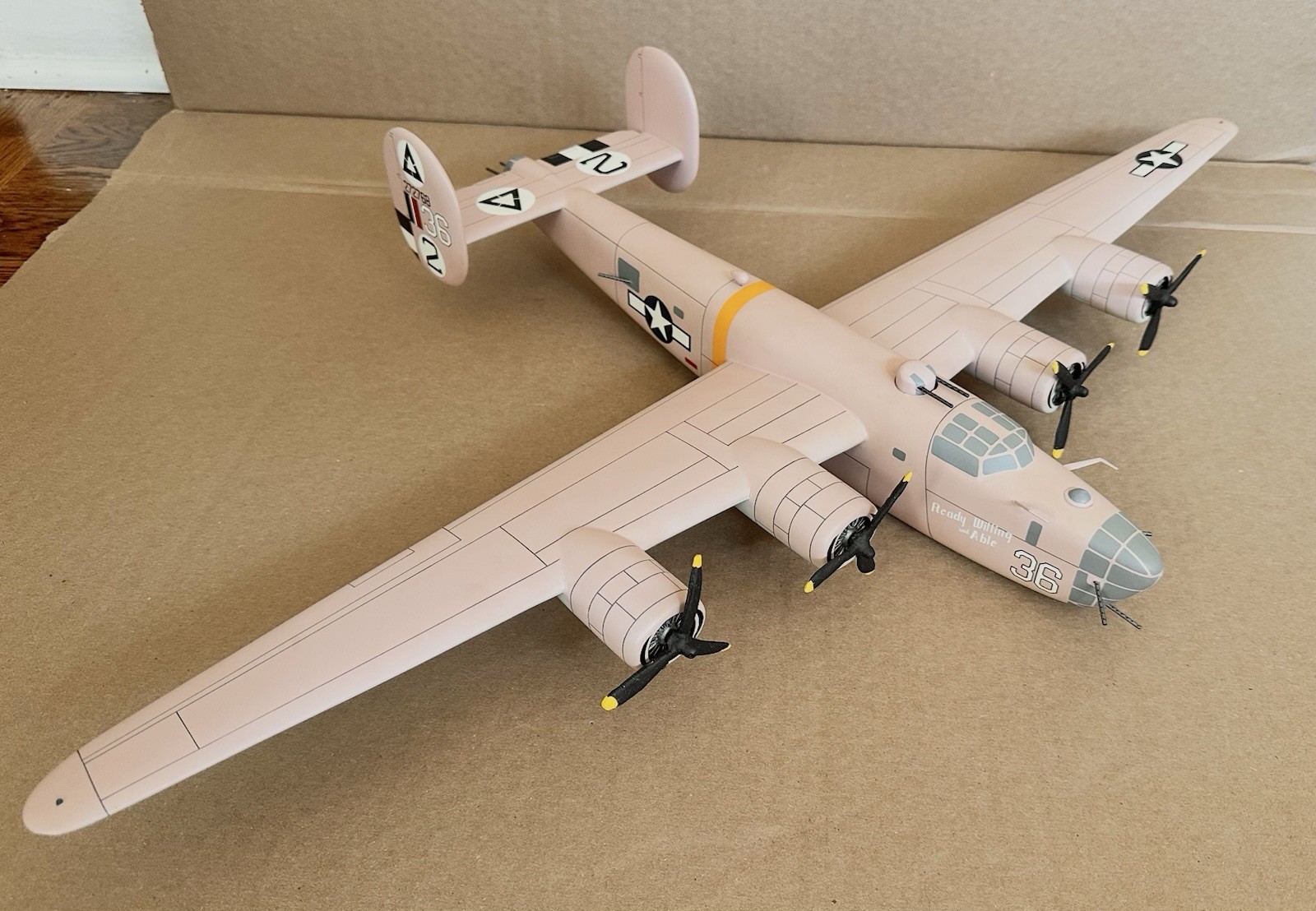 Custom B-24 Liberator Mahogany Model Desert Pink “Ready, Willing and Able” 26.5\