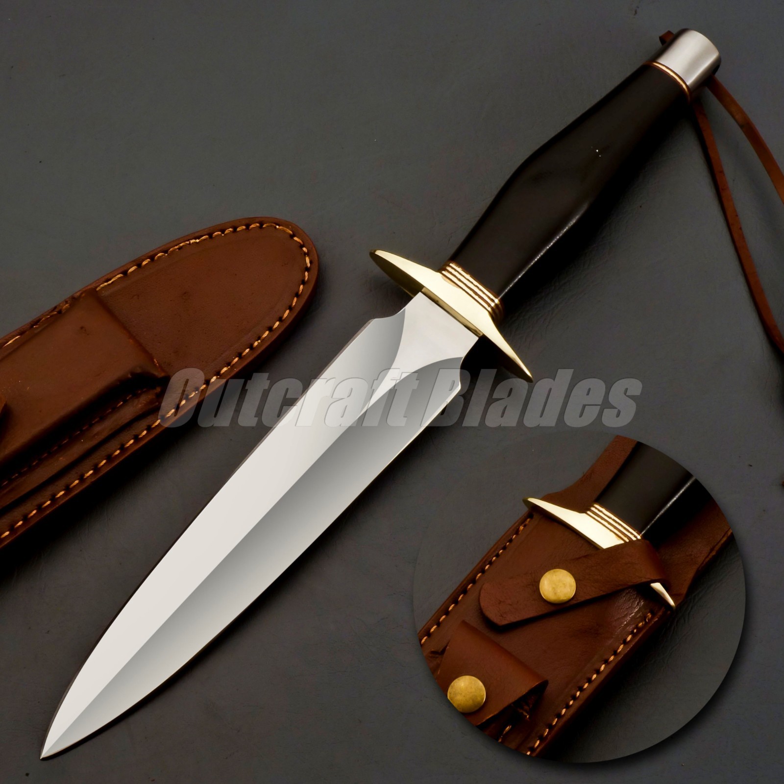 Custom-Made Stainless-Steel Randall Model 2 Dagger REPLICA w/ Black MICARTA Grip