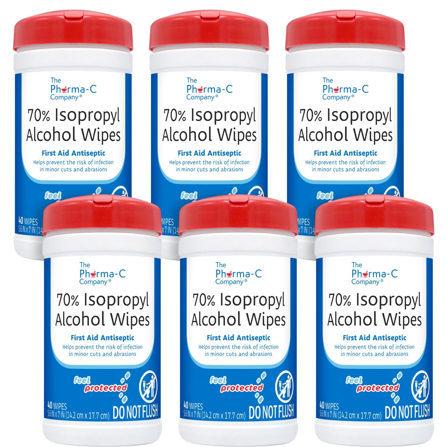 70% Isopropyl Alcohol Wipes 6 pack 40ct Canisters Bulk IPA First Aid Antise... 70% Isopropyl Alcohol Wipes 6 pack 40ct Canisters Bulk IPA First Aid Antise...