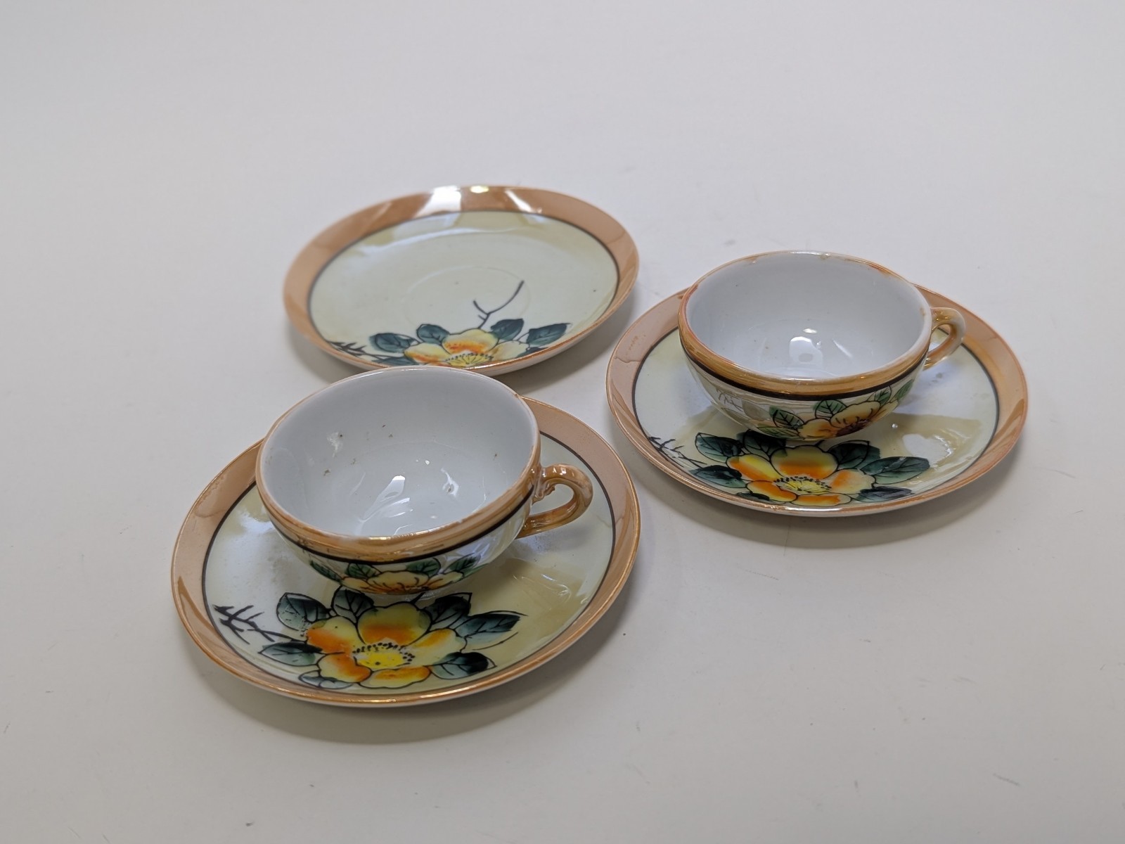 Queen-Size Vintage Miniature Japanese Lusterware Tea Set - 5pc Child Dollhouse