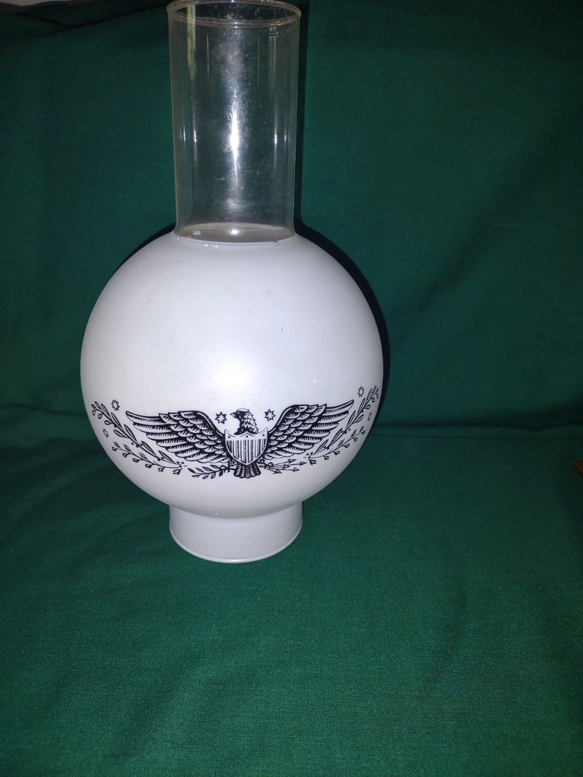 Vtg Colonial American Eagle Frosted Glass Globe Chimney Shade - 10”T /3