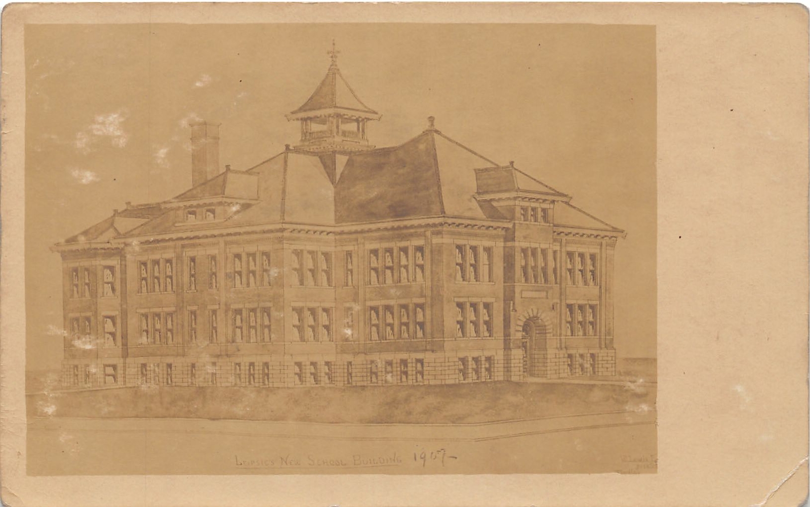 J28/ Leipsic Ohio RPPC Postcard c1910 Putnam County New School 98