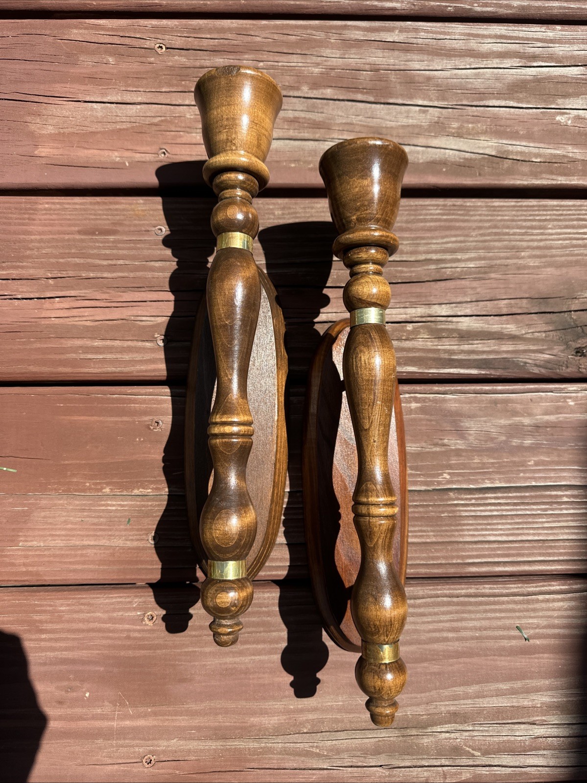 Vtg Homco Home Interiors Wooden Wall Candle Sconces Pair Brass Accents Farmhouse Vtg Homco Home Interiors Wooden Wall Candle Sconces Pair Brass Accents Farmhouse