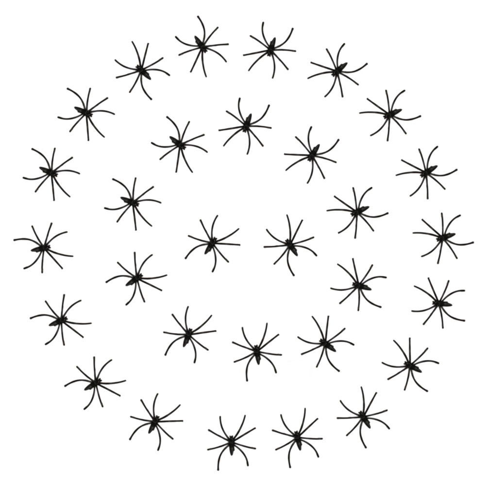Small Black Plastic Spiders - FAKE SPIDER PARTY FAVOR HALLOWEEN DECORATION PROP