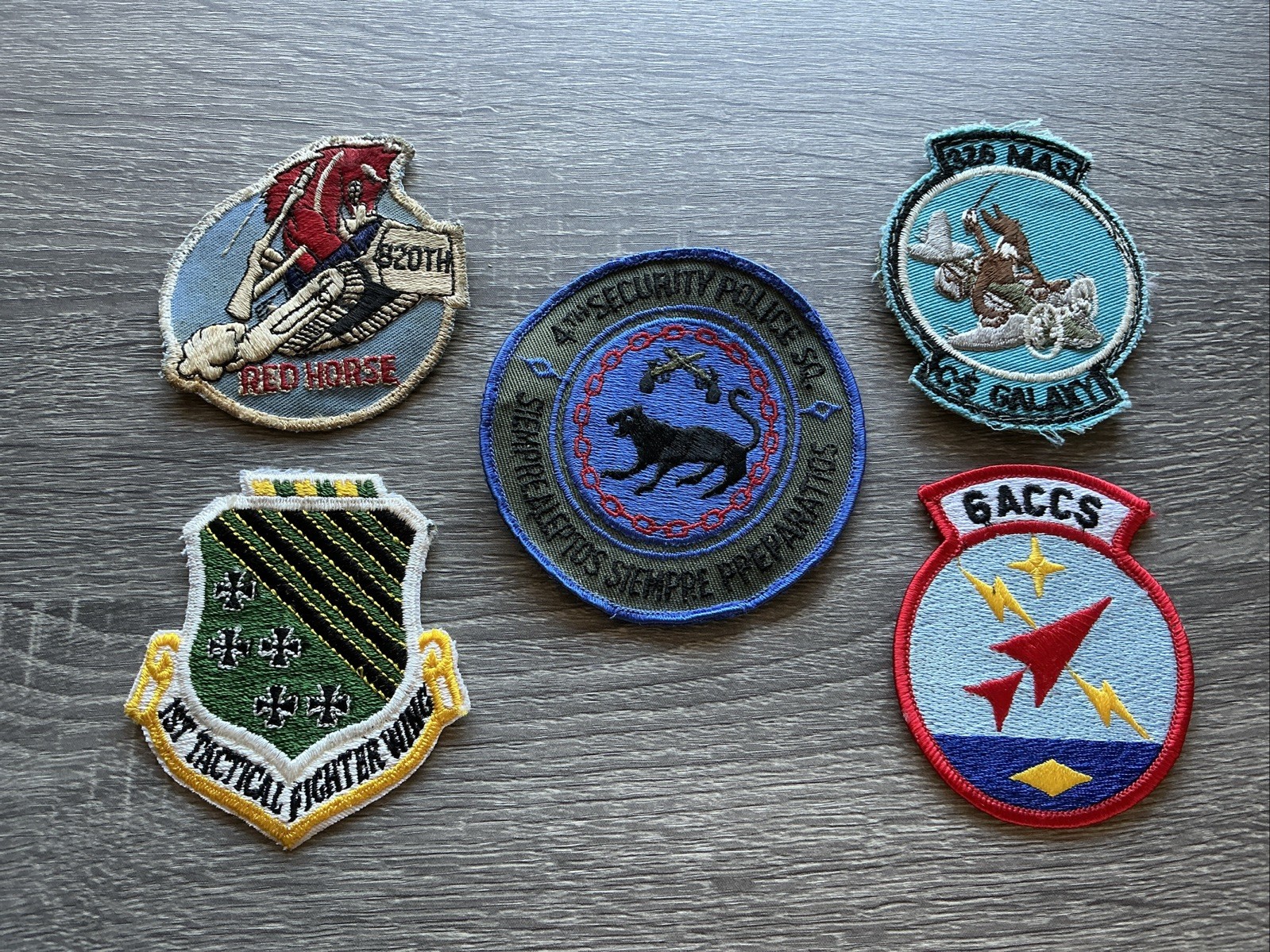 Vintage Military Patches lot of 5 Red Horse Galaxy Tactical Fighter Wing Police