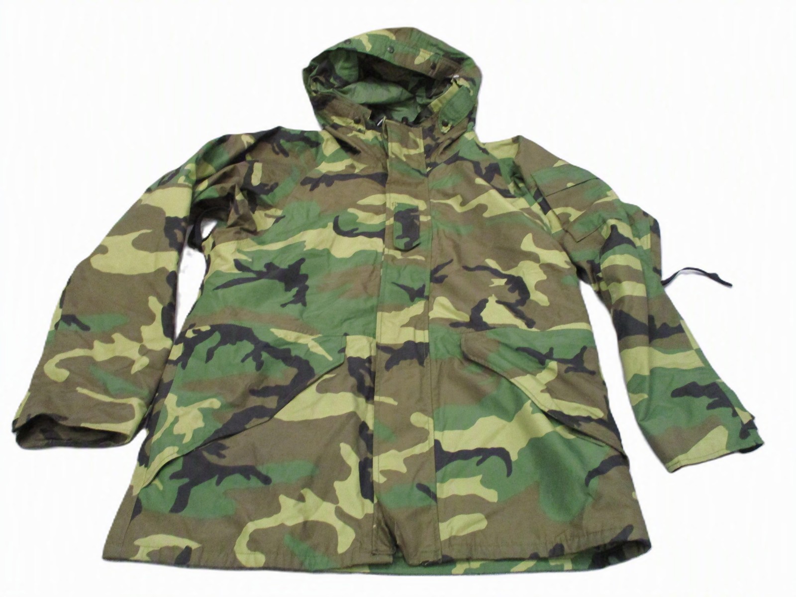 USED ARMY ISSUE WOODLAND BDU GORE-TEX JACKET WET/COLD WEATHER PARKA MEDIUM-LONG