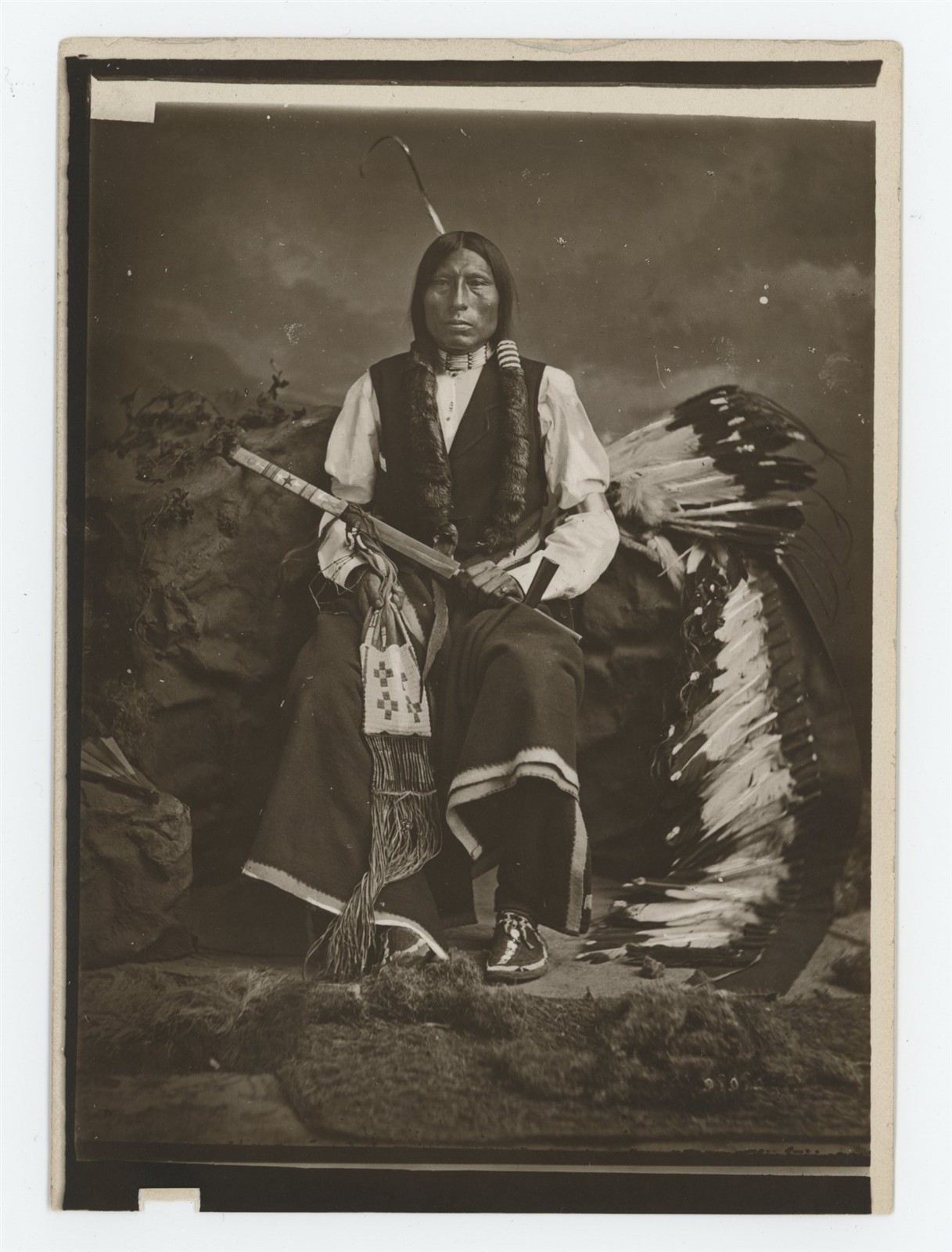 1900s Native American George Sword Oglala Lakota 1877 Silver Print Photo