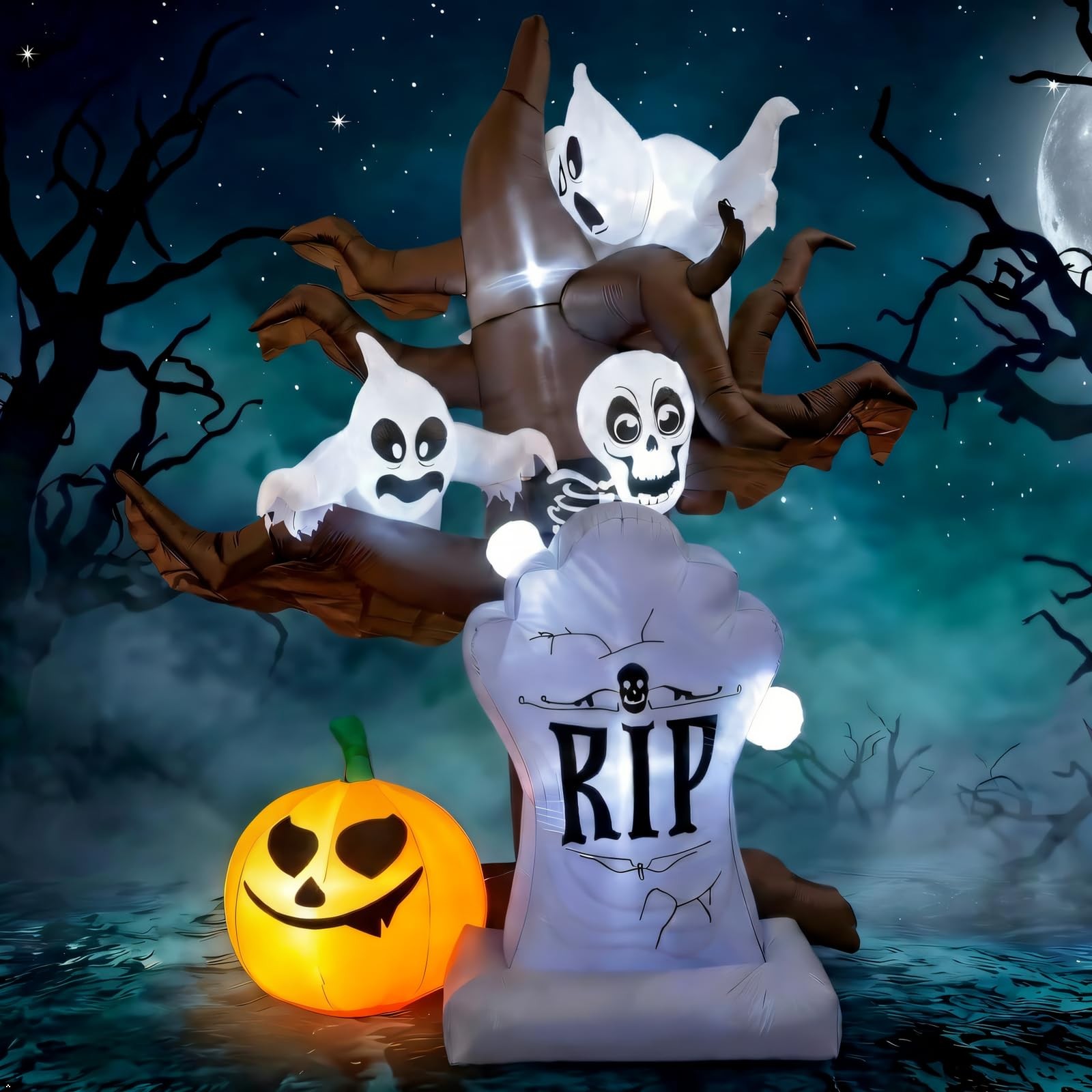 IRETG 8FT Halloween Inflatable Scary Tree LED Yard Decoration IRETG 8FT Halloween Inflatable Scary Tree LED Yard Decoration