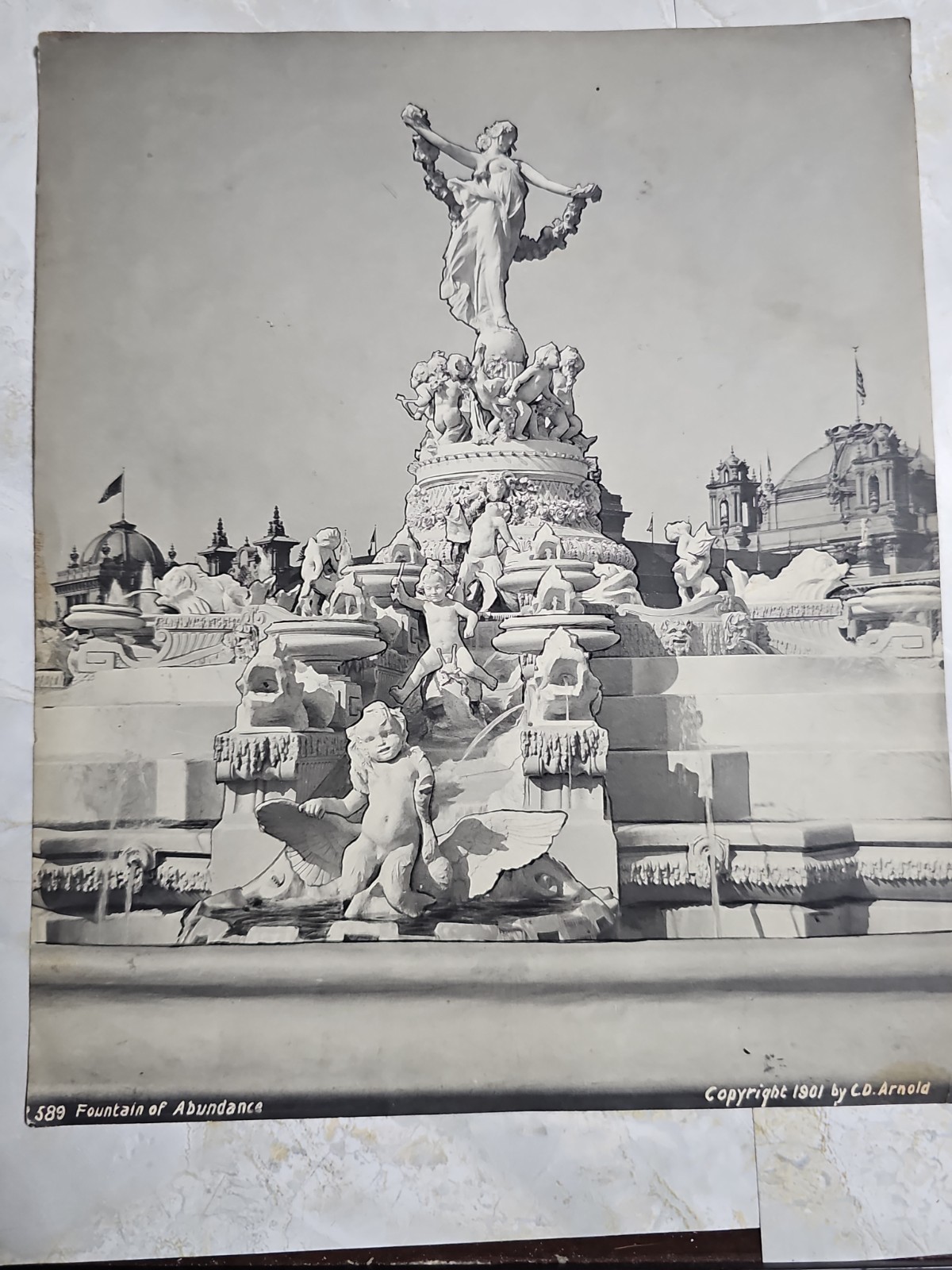 Antique 1901 Fountain of Abundance Photograph C.D. Arnold Pan-American Buffalo Antique 1901 Fountain of Abundance Photograph C.D. Arnold Pan-American Buffalo