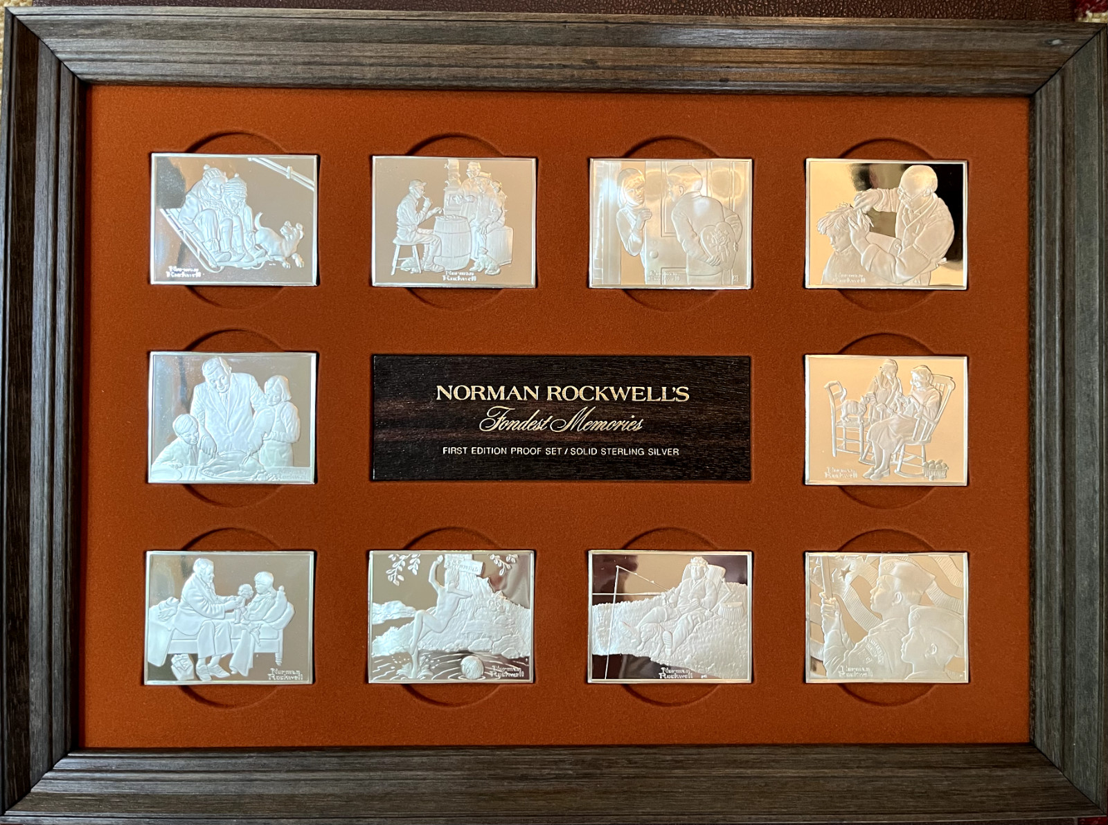 Norman Rockwell's Fondest Memories FIRST EDITION PROOF SET SOLID STERLING SILVER