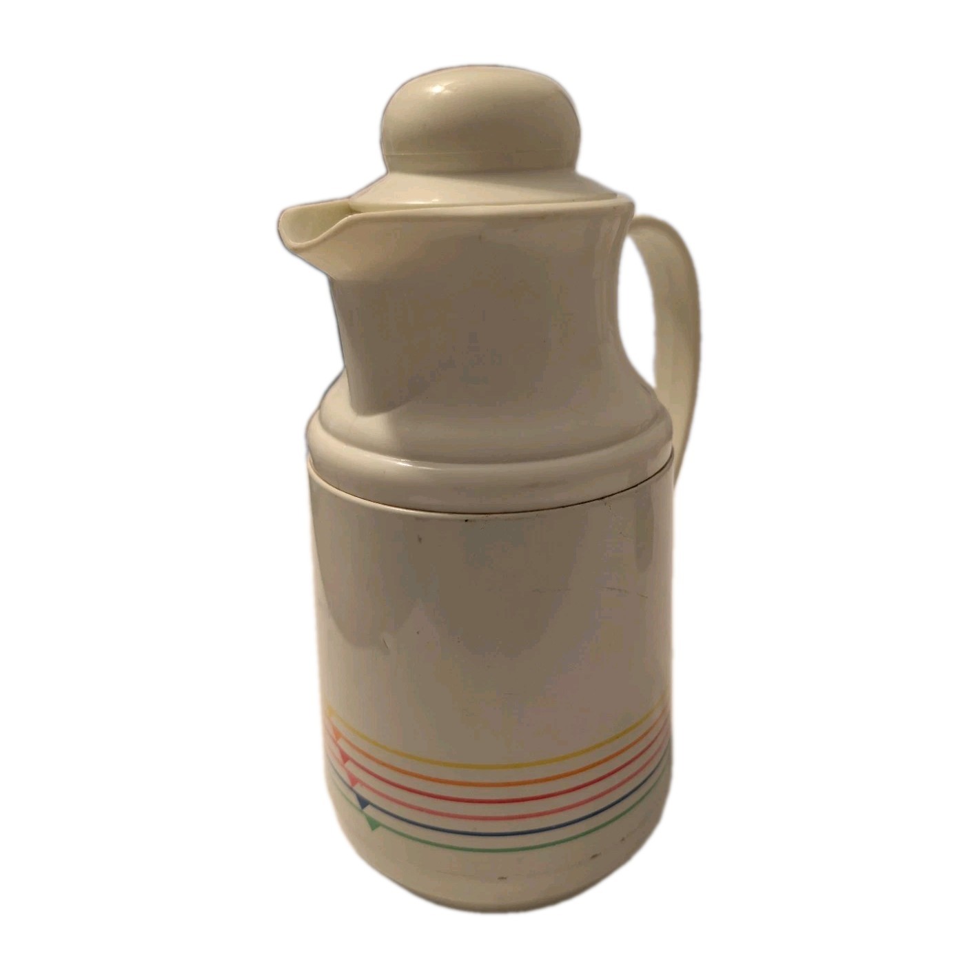 Vintage 1970s Phoenix Thermal Pitcher Rainbow Stripes Kitchenware Hot Cold EUC