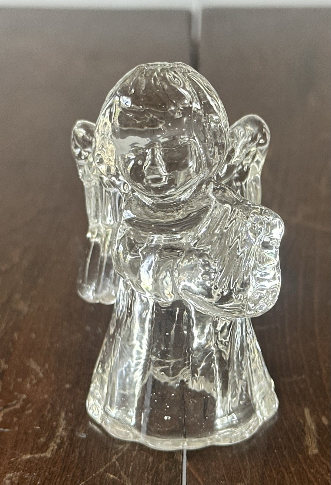 Clear Glass Angel Candleholder 3 inch Vintage