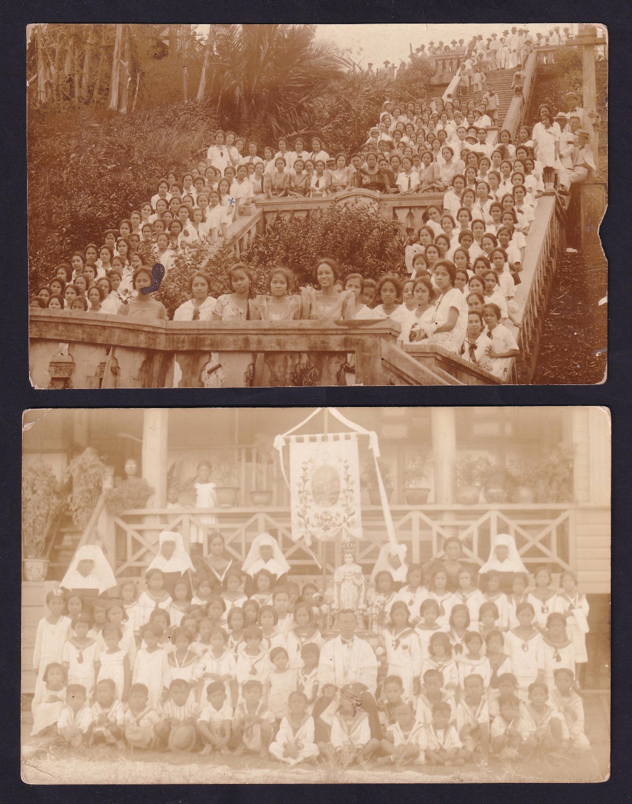 Vintage Philippine RPPC Postcards – Group Assemblies, Parish Gathering Portraits
