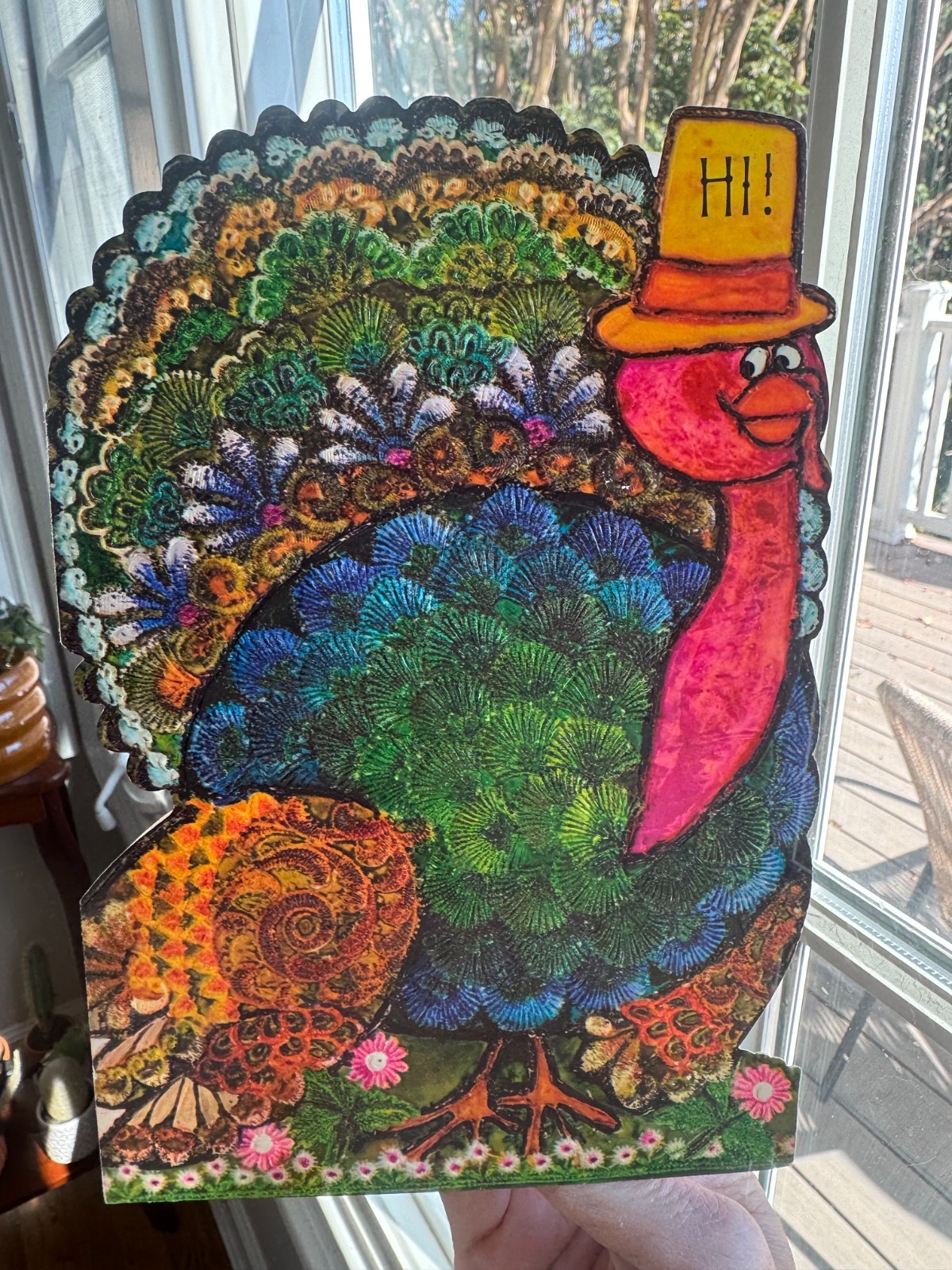 Beautiful Vintage Hallmark Thanksgiving Greeting Card Turkey Autumn Fall colors