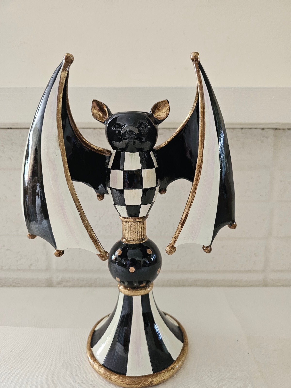 NEW Mackenzie Childs COURTLY CHECK BAT CANDLE HOLDER Wonderful M-C Whimsy Last 1