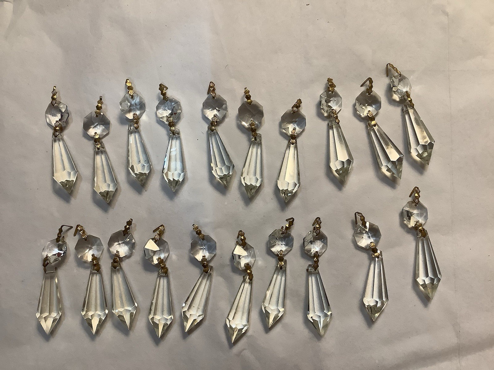 Vintage Drop & Button Crystal Chandelier Prisms Crystal Lot of 20 Vintage Drop & Button Crystal Chandelier Prisms Crystal Lot of 20