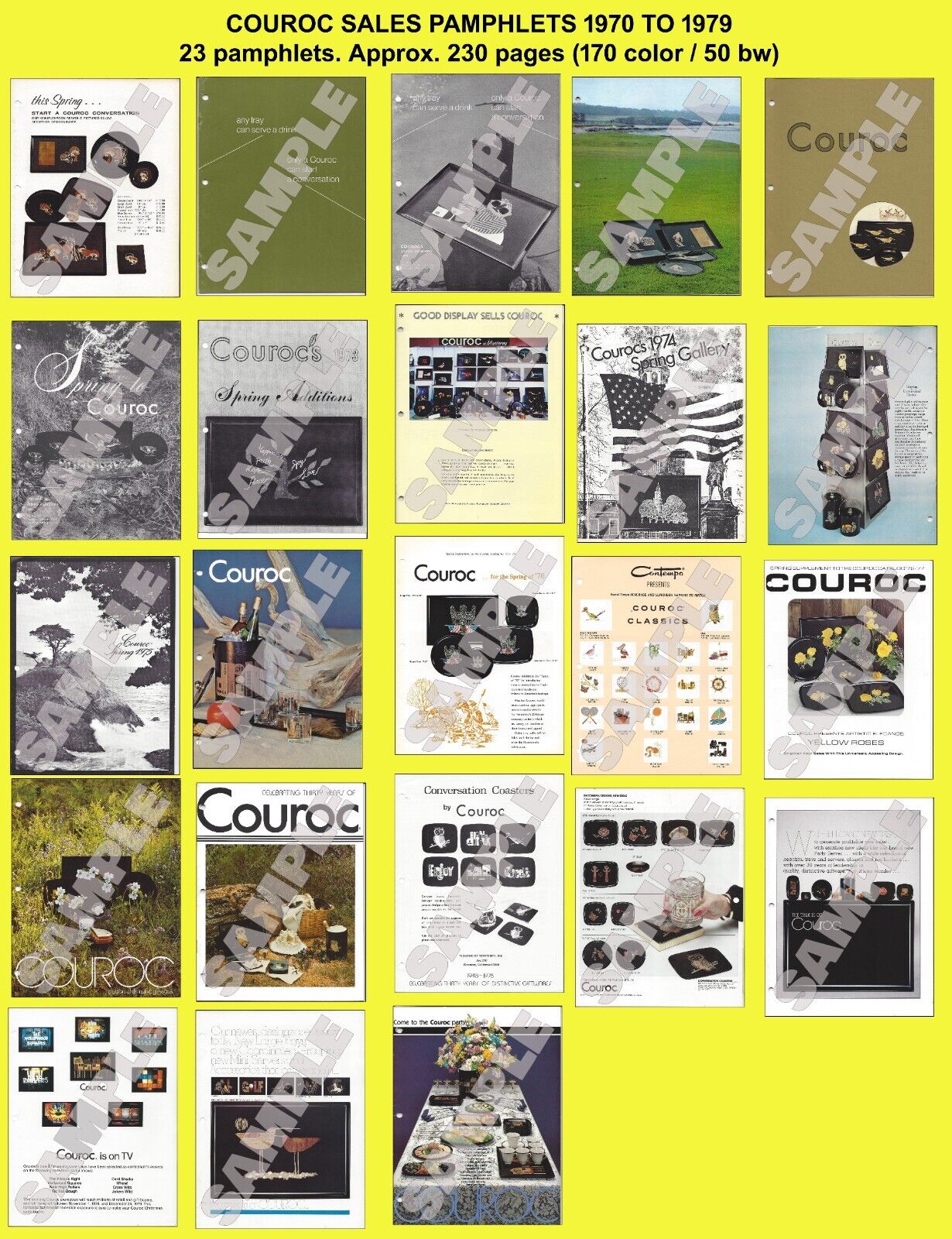 Couroc of Monterey 51 Product Pamphlets 1958-1985 PDFs approx. 426 pages on CD.
