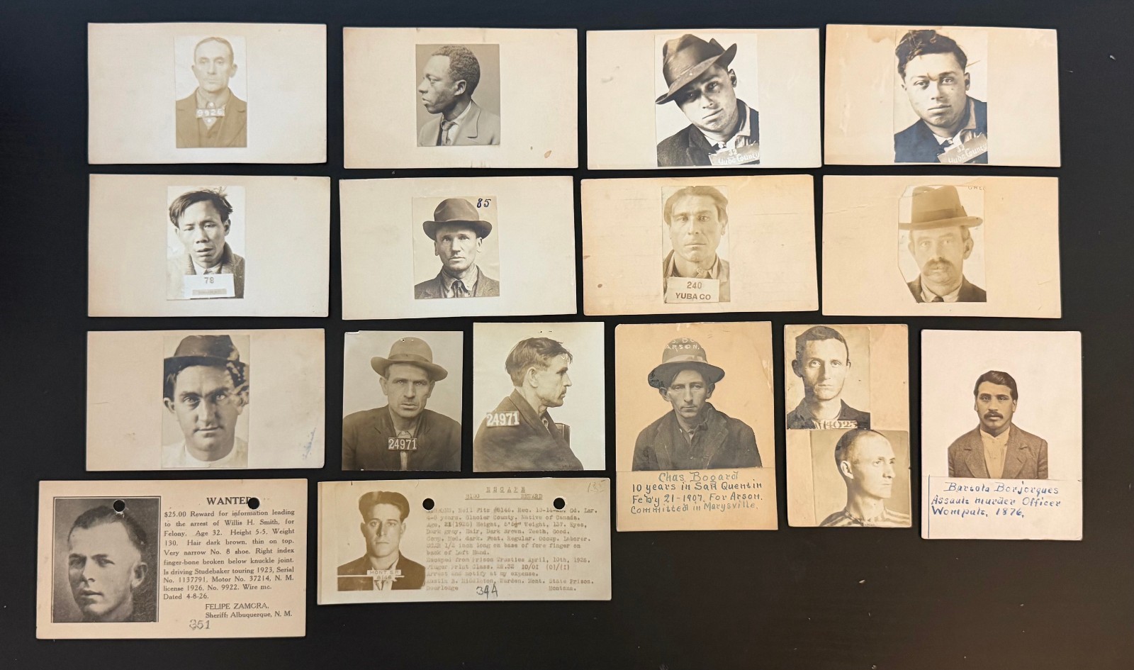 Vintage Office of the Sheriff  Marysville California  Jail Cards  1900s Mugshot