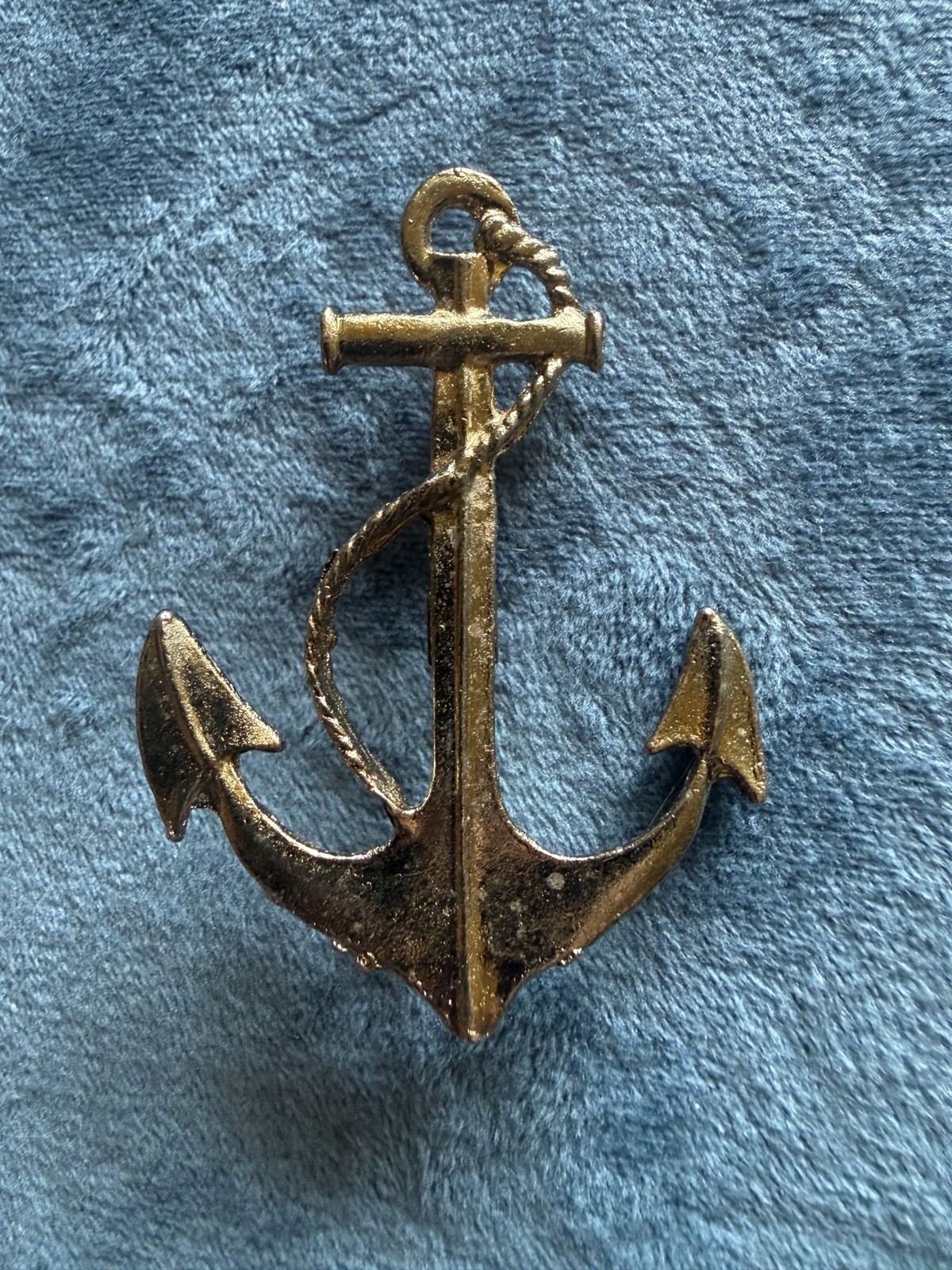 VTG WWll US Navy Anchor Shield Pin Brooch (?) Large 2.70” sweetheart