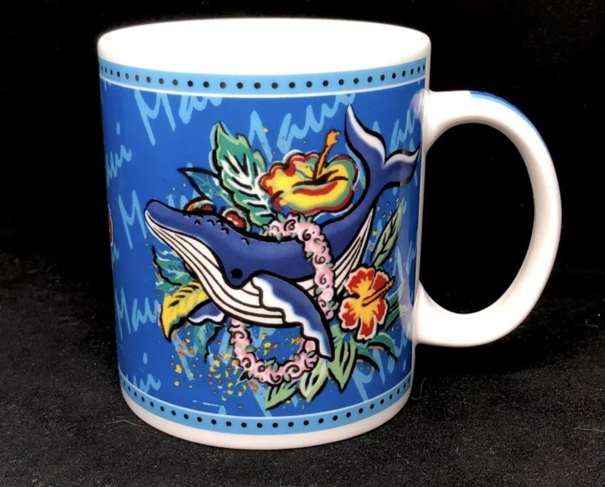 Hilo Hattie Hawaiian Coffee Mug Maui Whale Y2K 2002  UNUSED 11oz