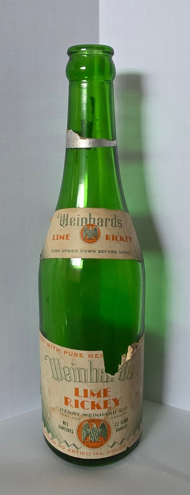 1930s Henry Weinhard's Lime Rickey 12 Oz Soda Prohibition Portland OR w/ Labels