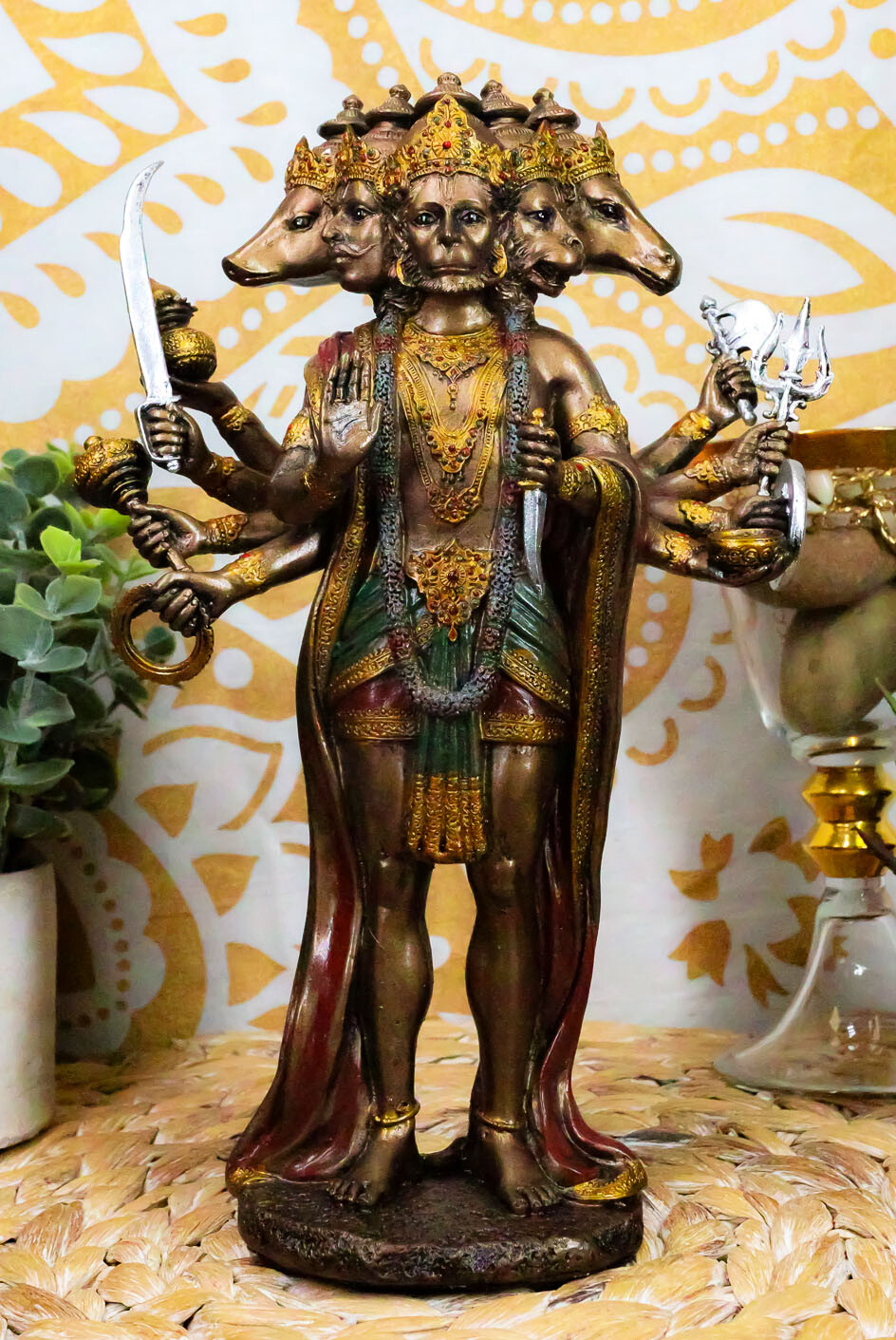 Panchamukhi Anjaneya Five Faced Hanuman Statue Monkey Hindu God Warrior Figurine Panchamukhi Anjaneya Five Faced Hanuman Statue Monkey Hindu God Warrior Figurine