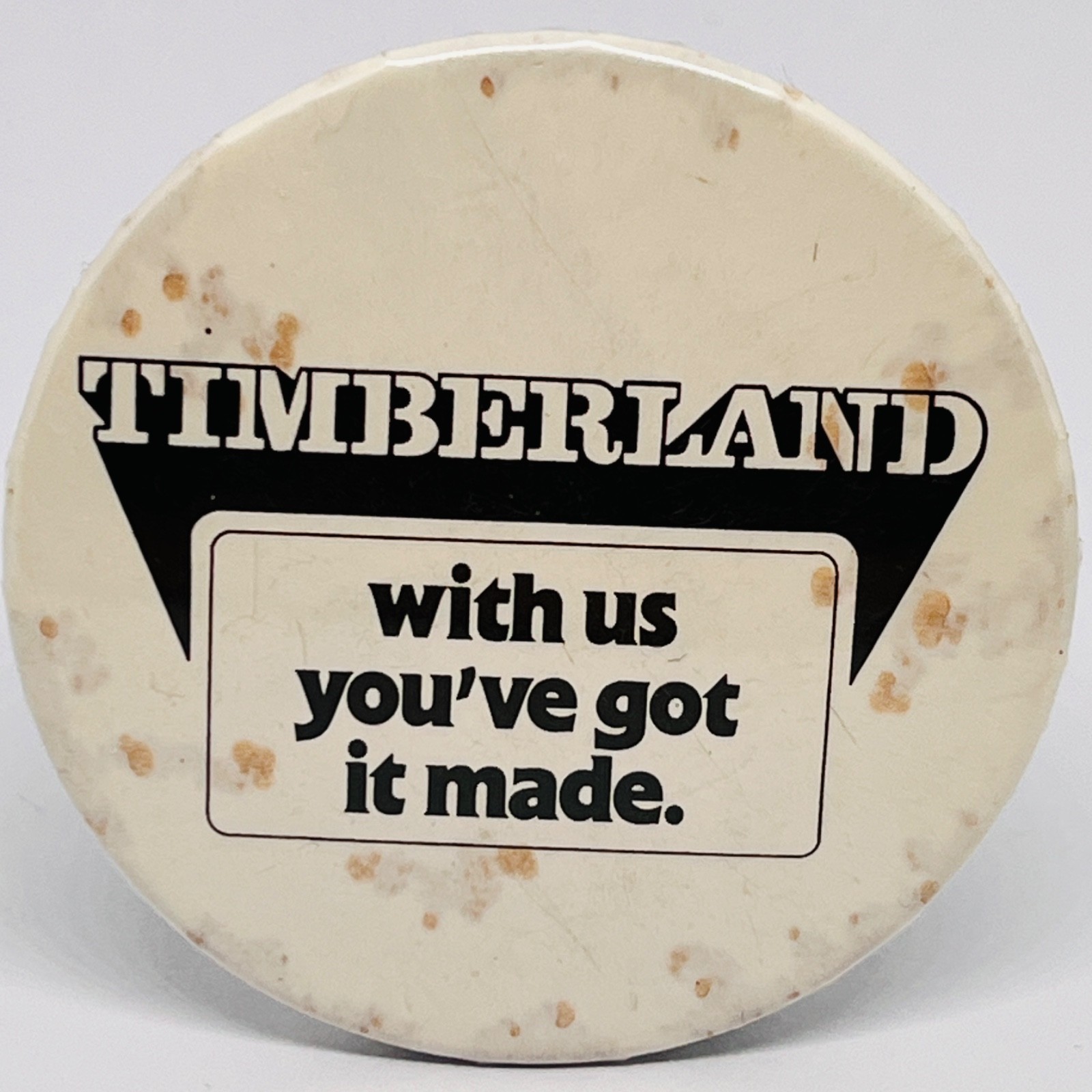 Timberland Clothing Footwear Vintage 1980s Promo Pin Badge Brand Advertising Timberland Clothing Footwear Vintage 1980s Promo Pin Badge Brand Advertising
