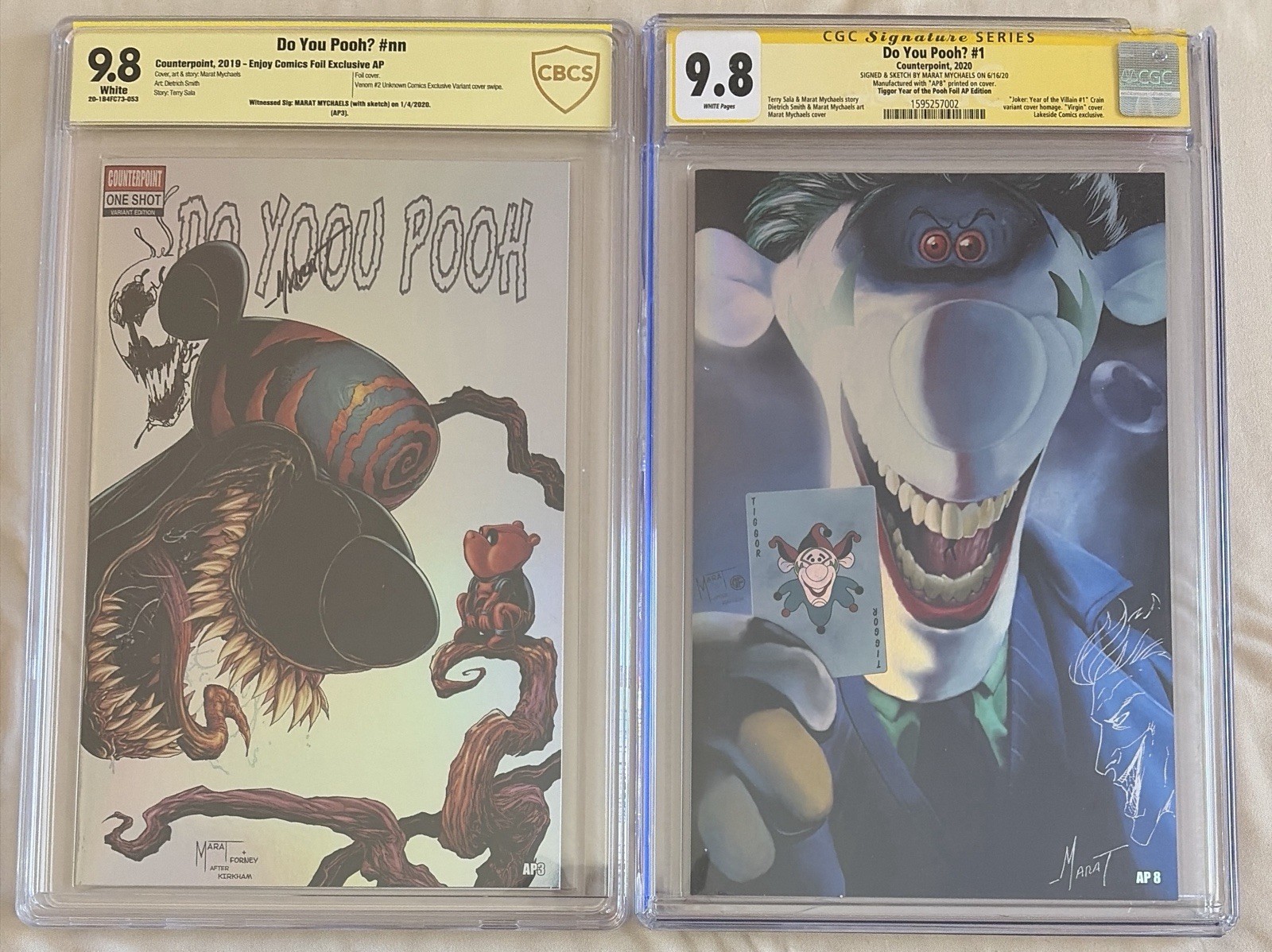 Do You Pooh carnage remark CBCS 9.8+Joker remark CGC 9.8 w/damaged case see pics Do You Pooh carnage remark CBCS 9.8+Joker remark CGC 9.8 w/damaged case see pics