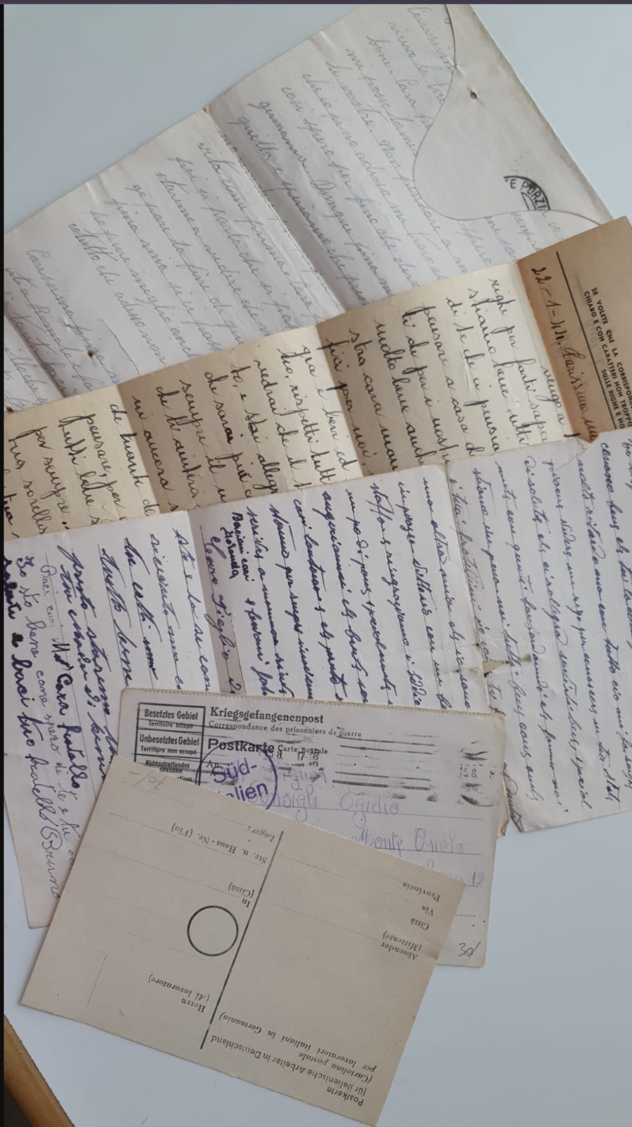 WWII Italian POW Mail Lot 5 Stalag IIB IID IVG VIIA XIB Sud-Italien Censor 1944