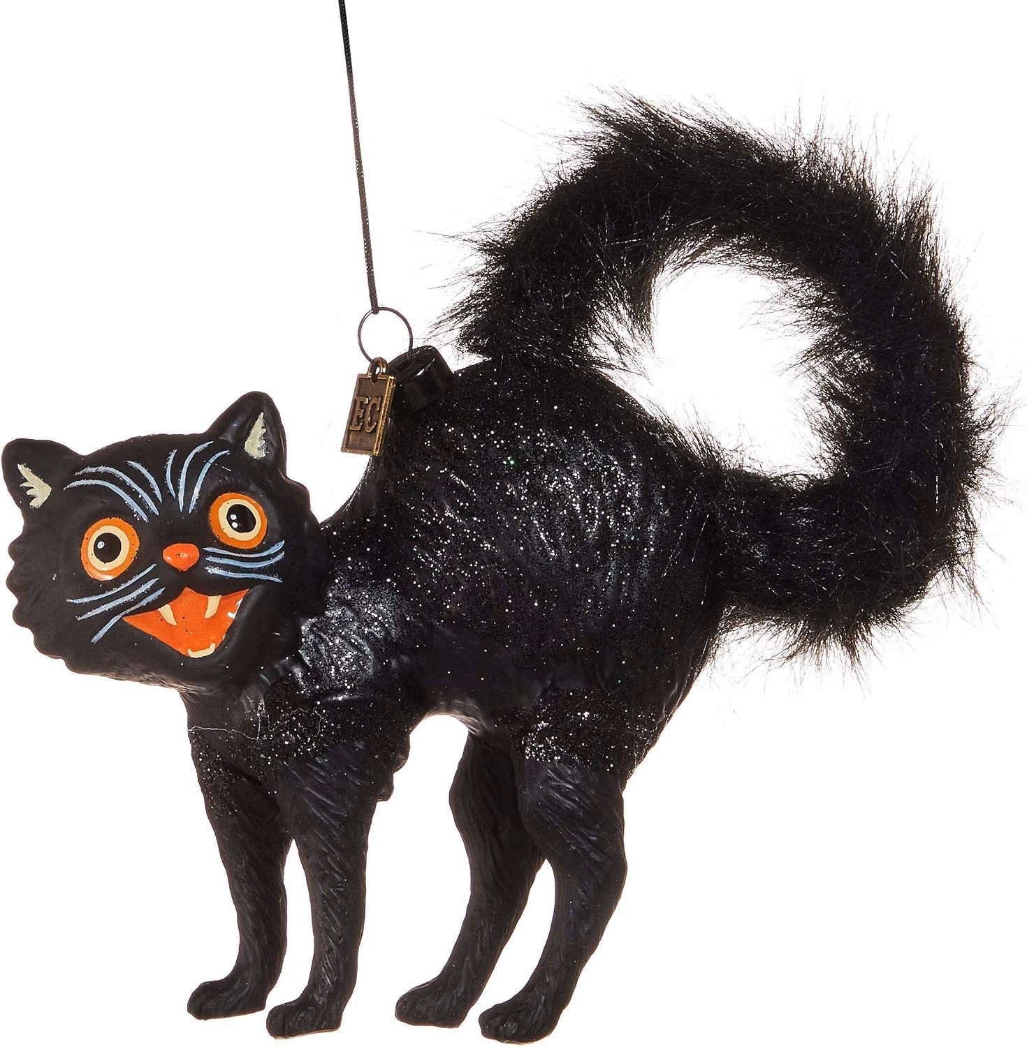 Raz Imports Black Fraidy Cat Halloween Christmas Ornament Glass Eric Cortina