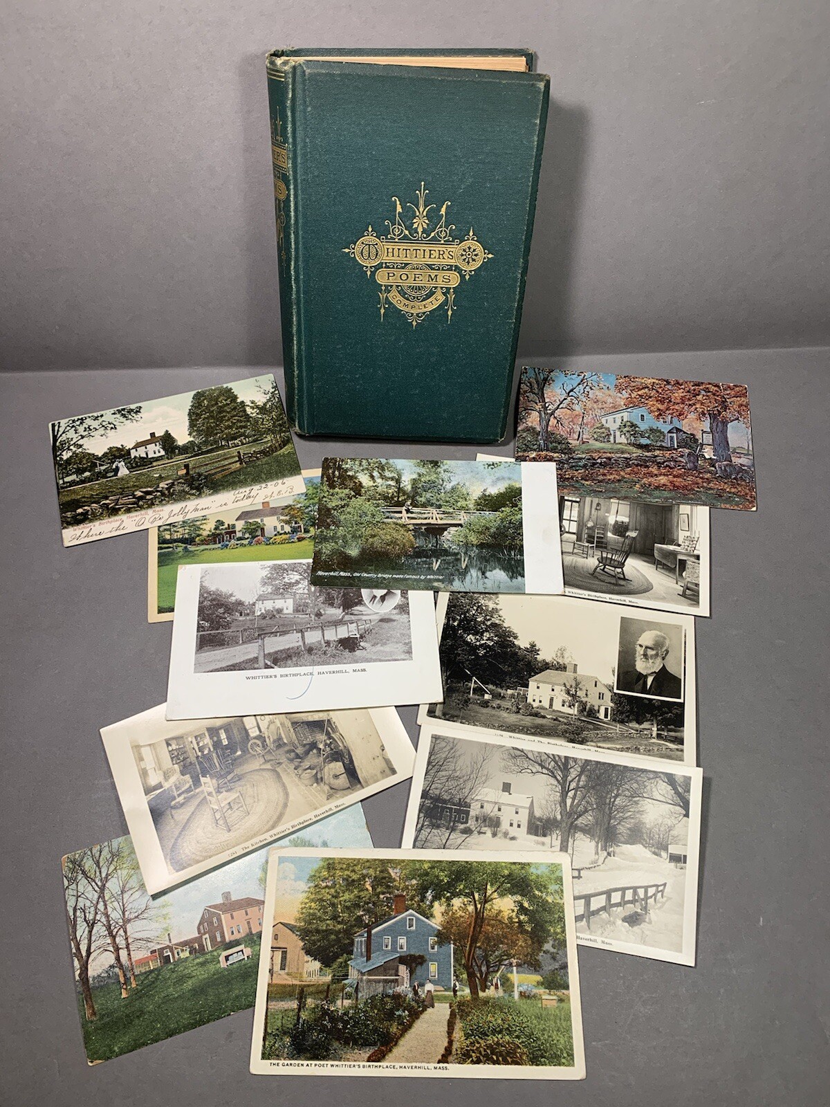 John Greenleaf Whittier ~ Poetical Works Book ~ Old Vintage Postcard Lot John Greenleaf Whittier ~ Poetical Works Book ~ Old Vintage Postcard Lot