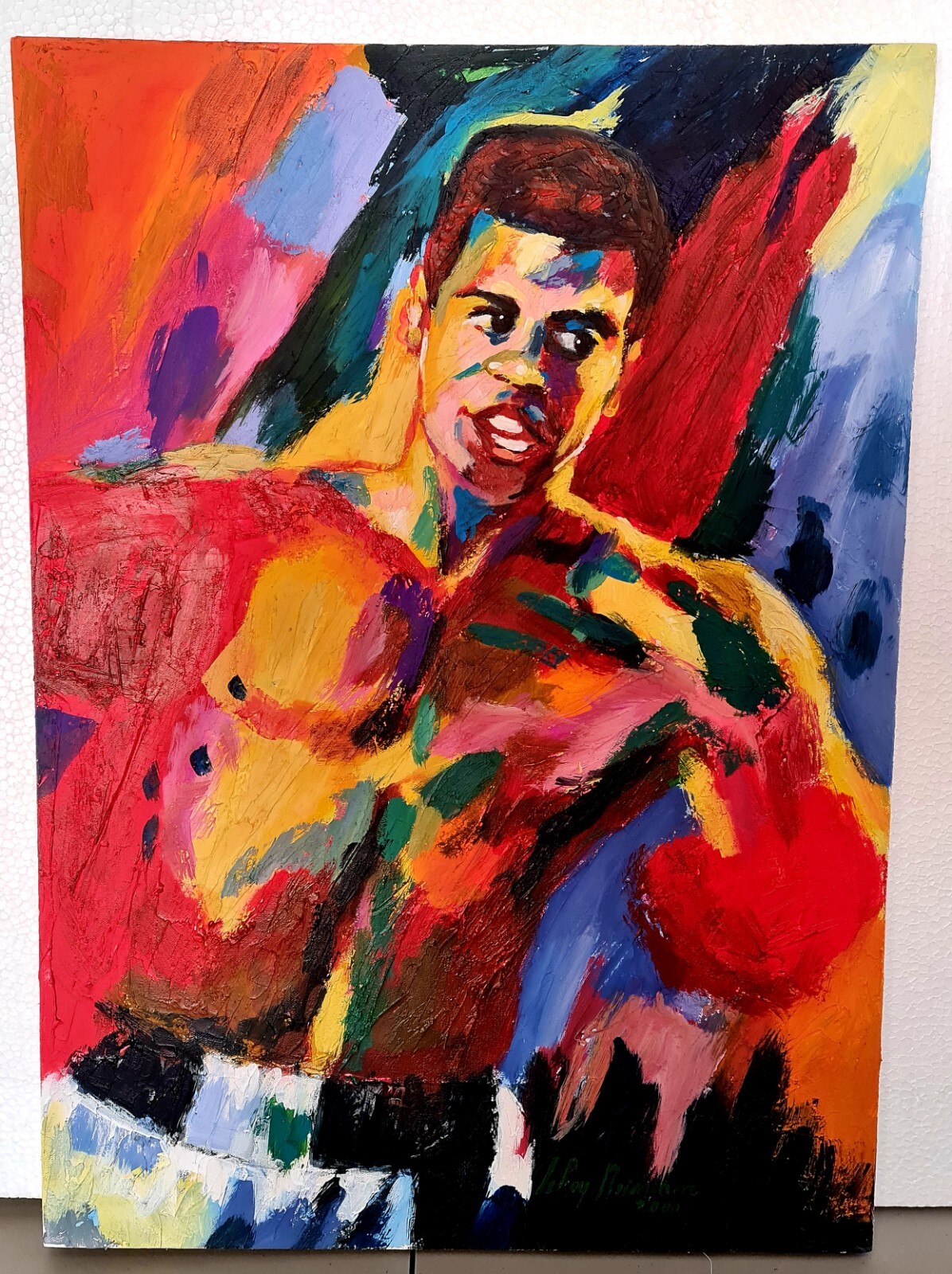  LeRoy Neiman. Muhammad Ali Handmade Oil Painting on Canvas. 50cm x 70cm