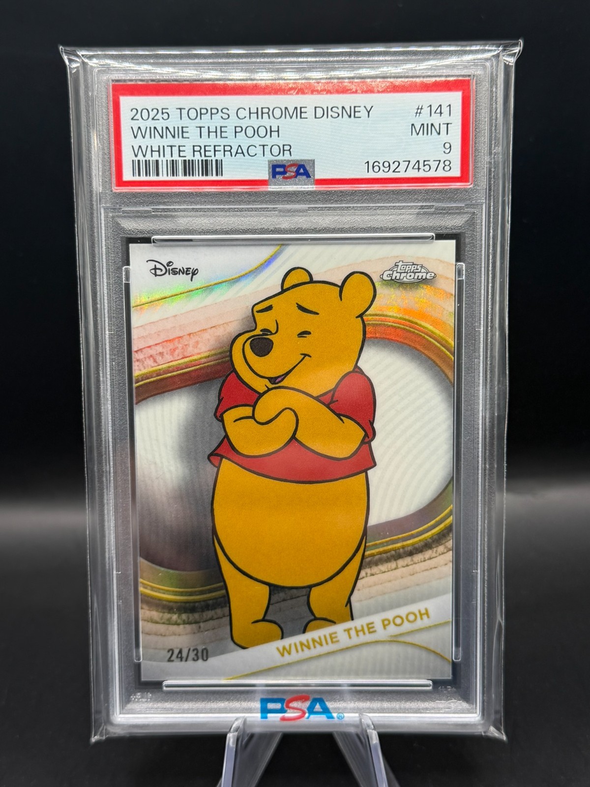 2025 Topps Chrome Disney #141 Winnie the Pooh White Refractor /30 PSA 9 2025 Topps Chrome Disney #141 Winnie the Pooh White Refractor /30 PSA 9