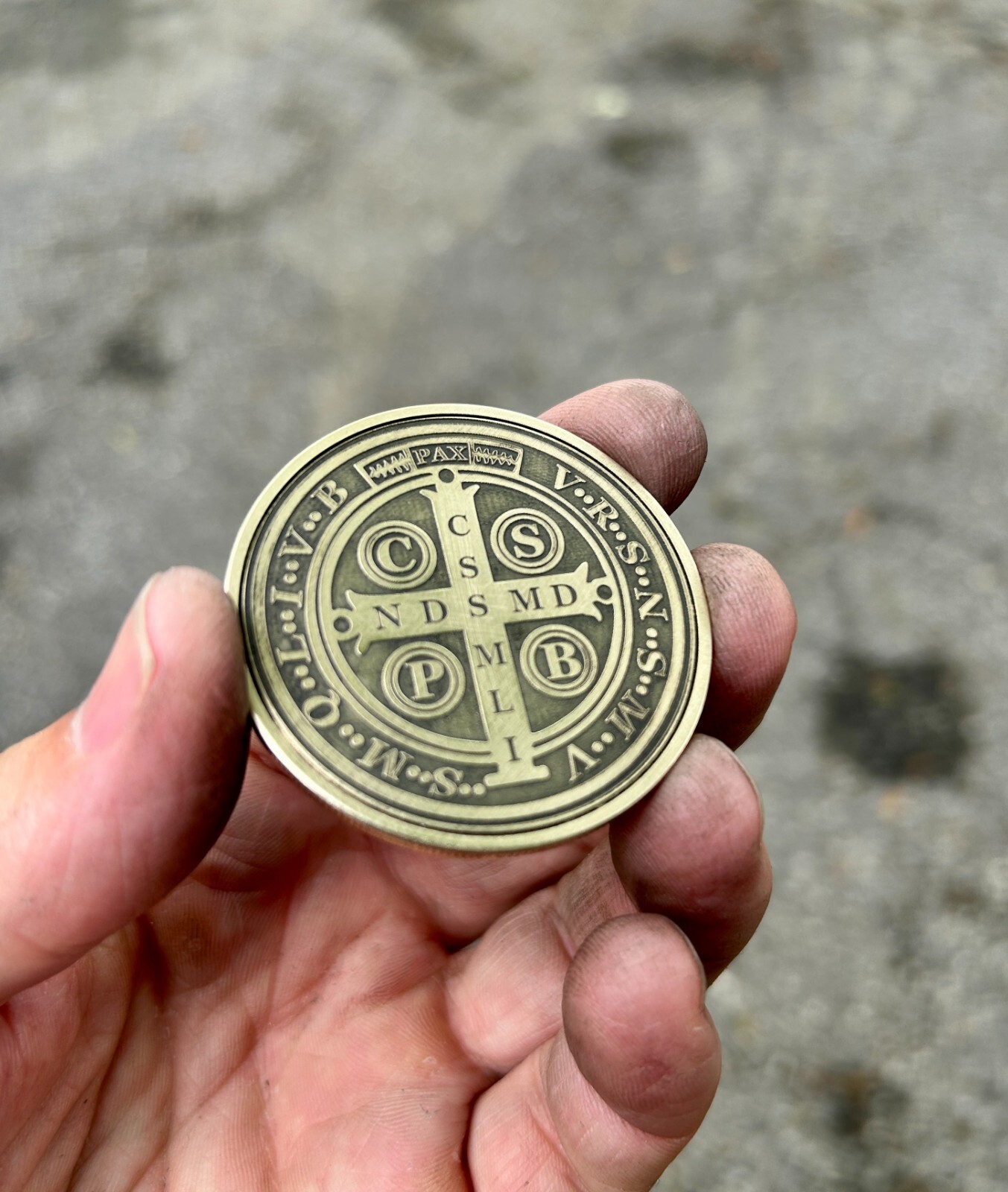 Saint Benedict Coin | Solid Brass | 50MM | Engraved in USA | Challenge Coin | Saint Benedict Coin | Solid Brass | 50MM | Engraved in USA | Challenge Coin |