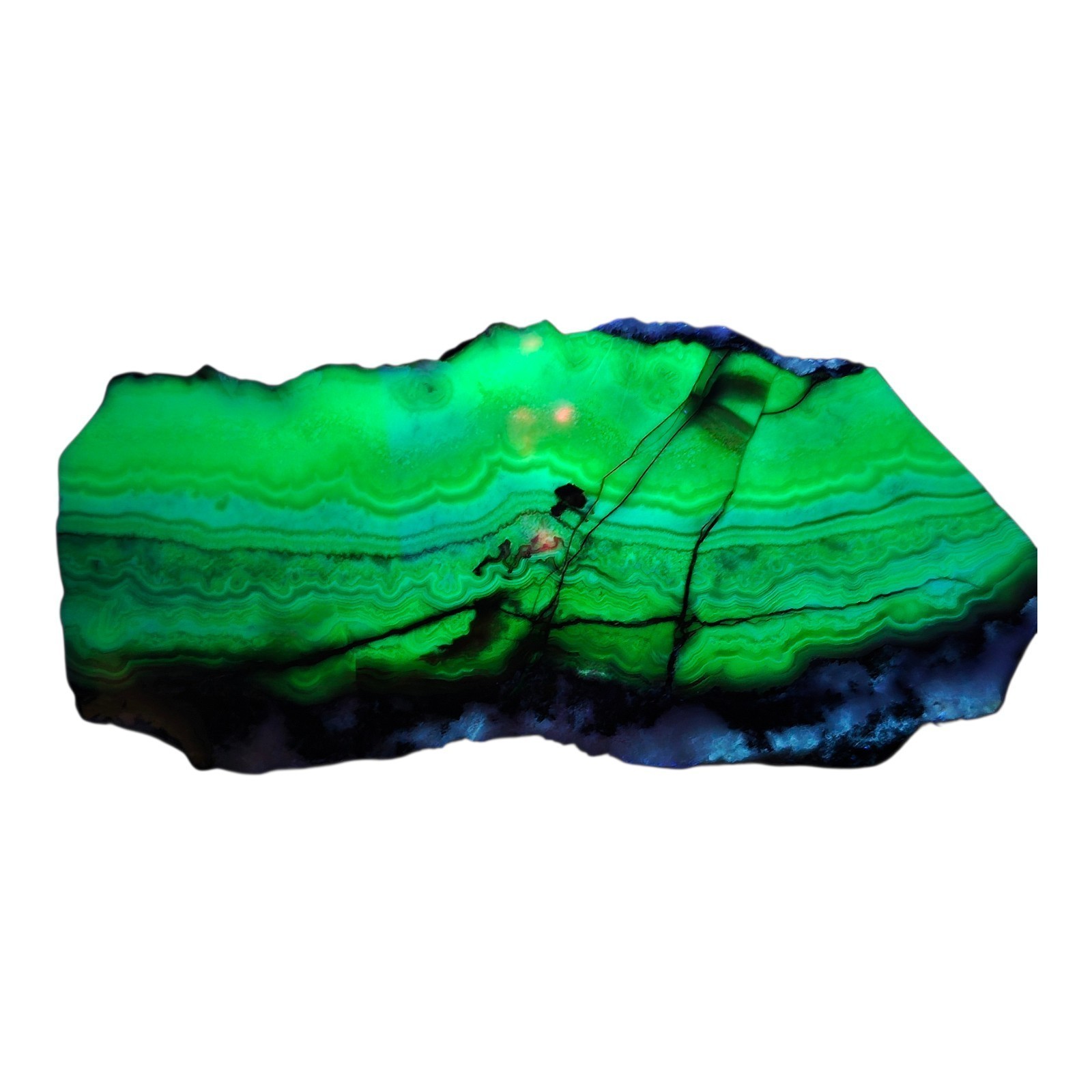 Flor de Duranzo Mexico Peach Flower Agate 8.4 oz Cut & Face-Polished UV Green 