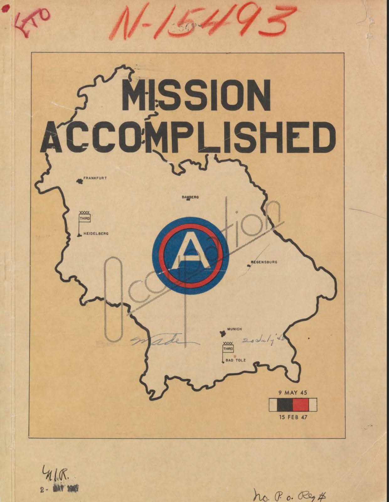 78 Page Third Army Occupation Germany May 1945 - February 1947 Study on Data CD