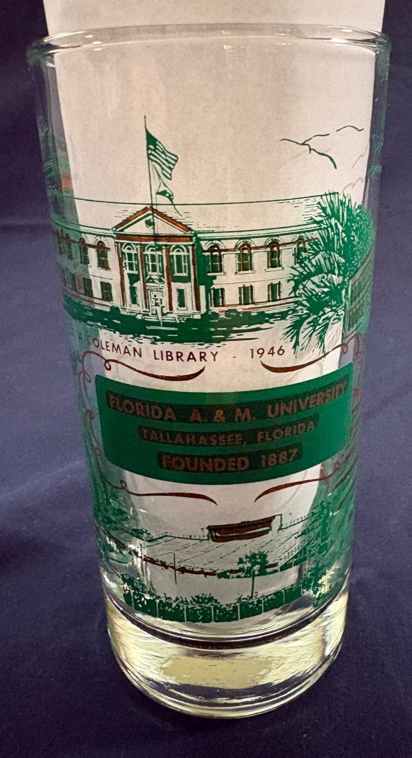 VTG 60s Florida A&M University tumbler glass, campus bldgs VTG 60s Florida A&M University tumbler glass, campus bldgs