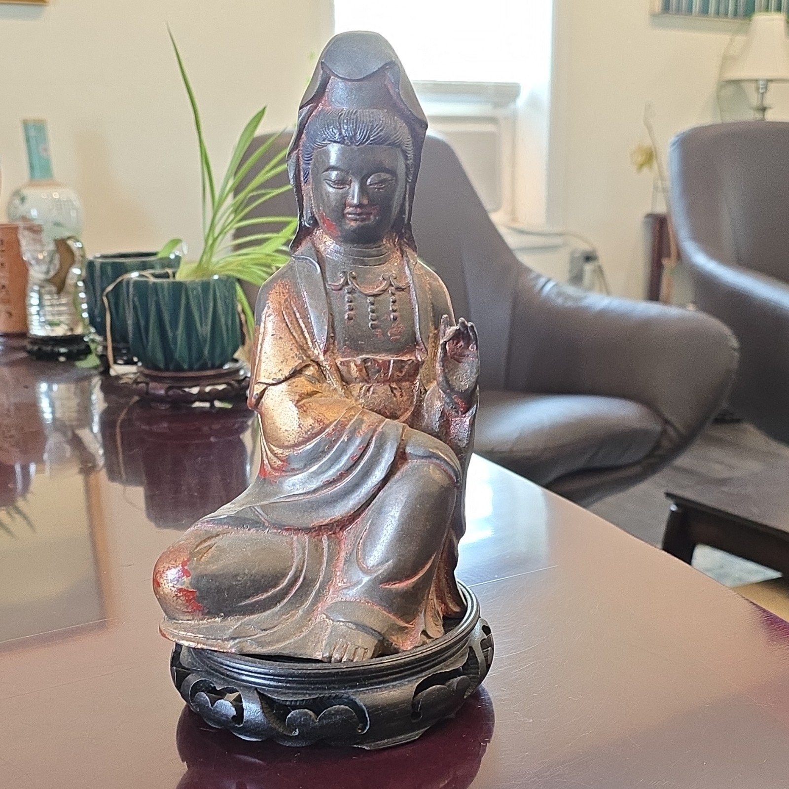 Qing Dynasty 19th Century Antique Chinese Bronze  Buddha Sculpture Statue