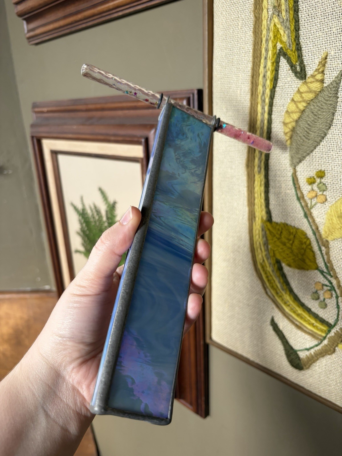 Vintage Stained Glass Kaleidoscope Handcrafted Optical Art