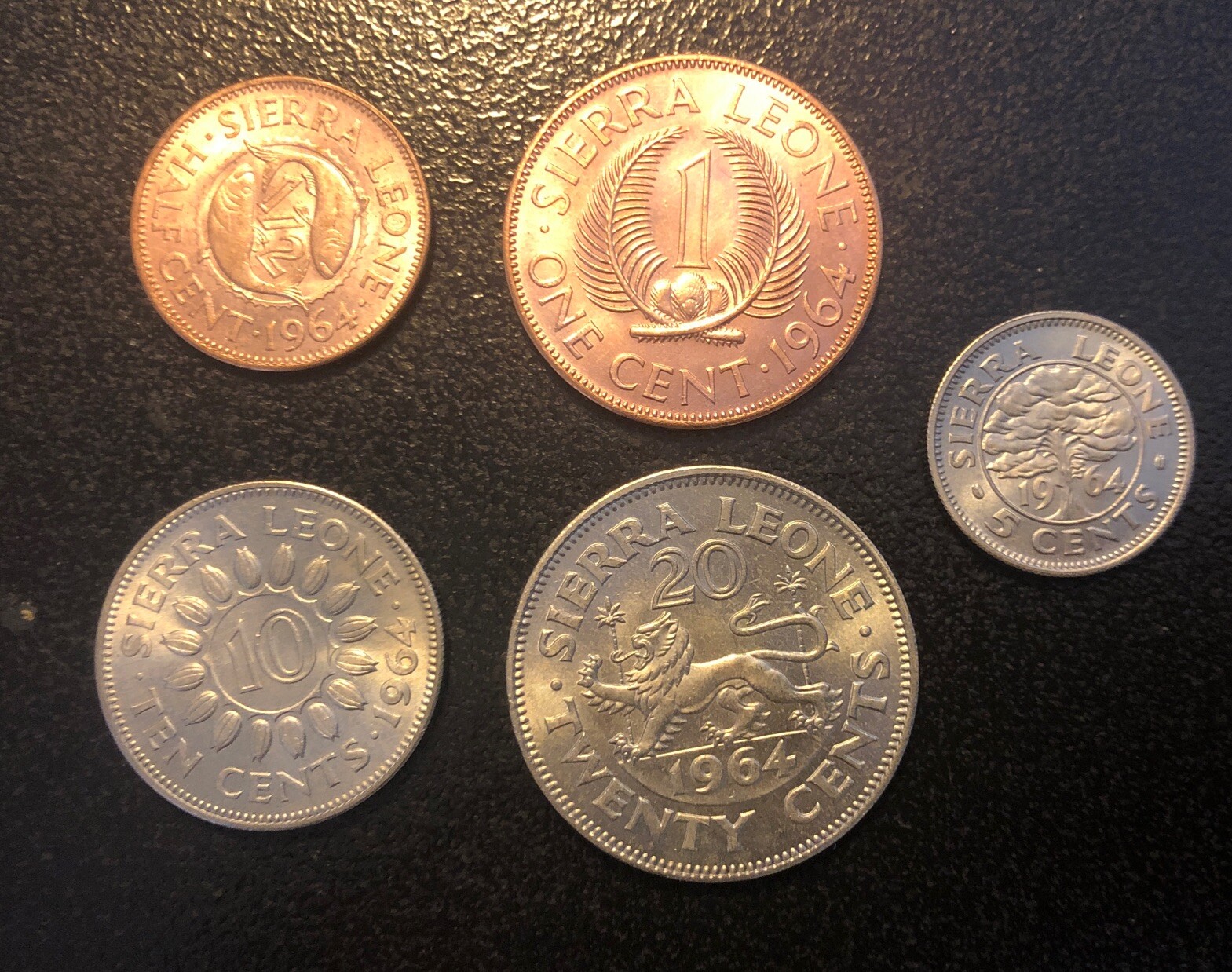 1964 Sierra Leone 1/2,1,5, 10,20 Cents Coins Set Of 5 HIGH GRADE Coins 1964 Sierra Leone 1/2,1,5, 10,20 Cents Coins Set Of 5 HIGH GRADE Coins